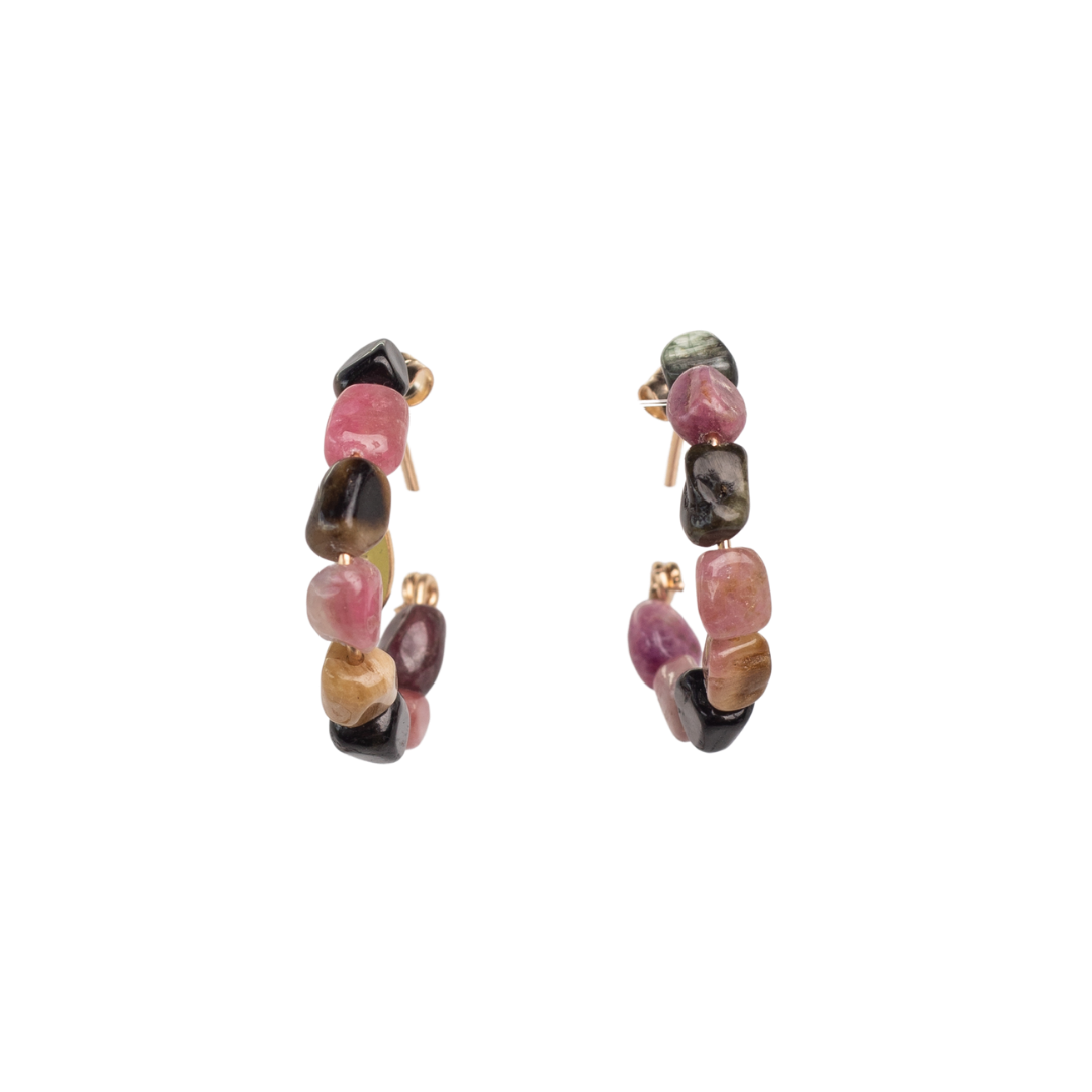 Neith Earrings #1 (30mm) - Tourmaline & 14K Gold-Filled