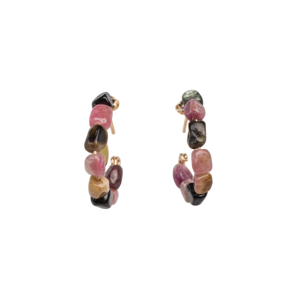 Neith Earrings #1 (30mm) - Tourmaline & 14K Gold-Filled Earrings FW25