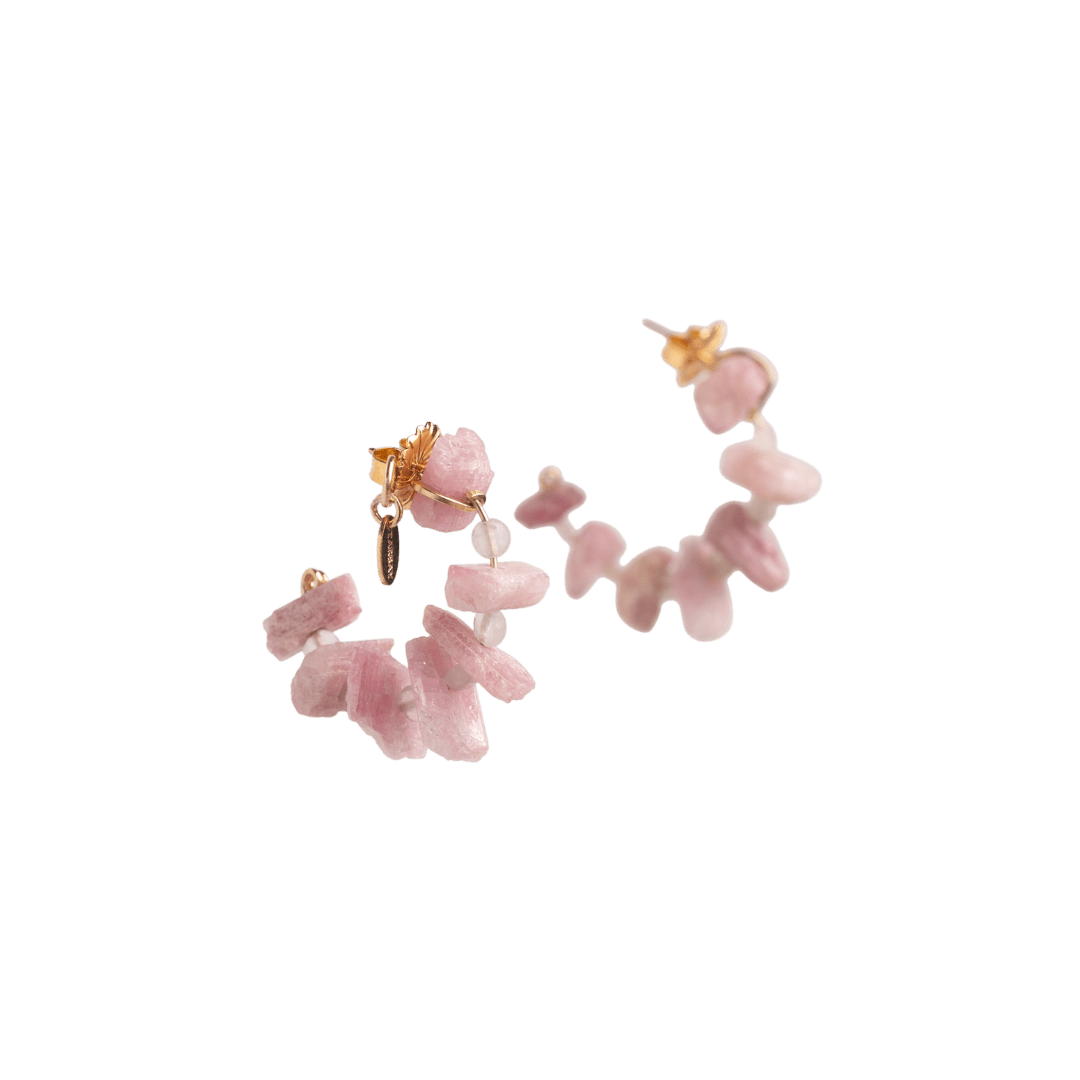 Neith Earrings #1 (35mm) - Tourmaline, Moonstone & 14K Gold-Filled Earrings FW25