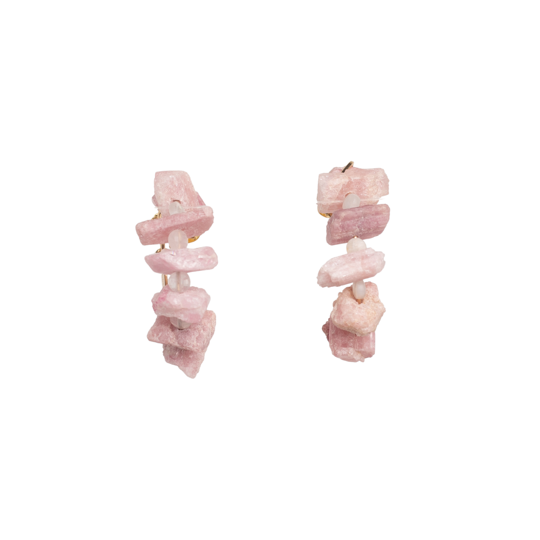 Neith Earrings #1 (35mm) - Tourmaline, Moonstone & 14K Gold-Filled