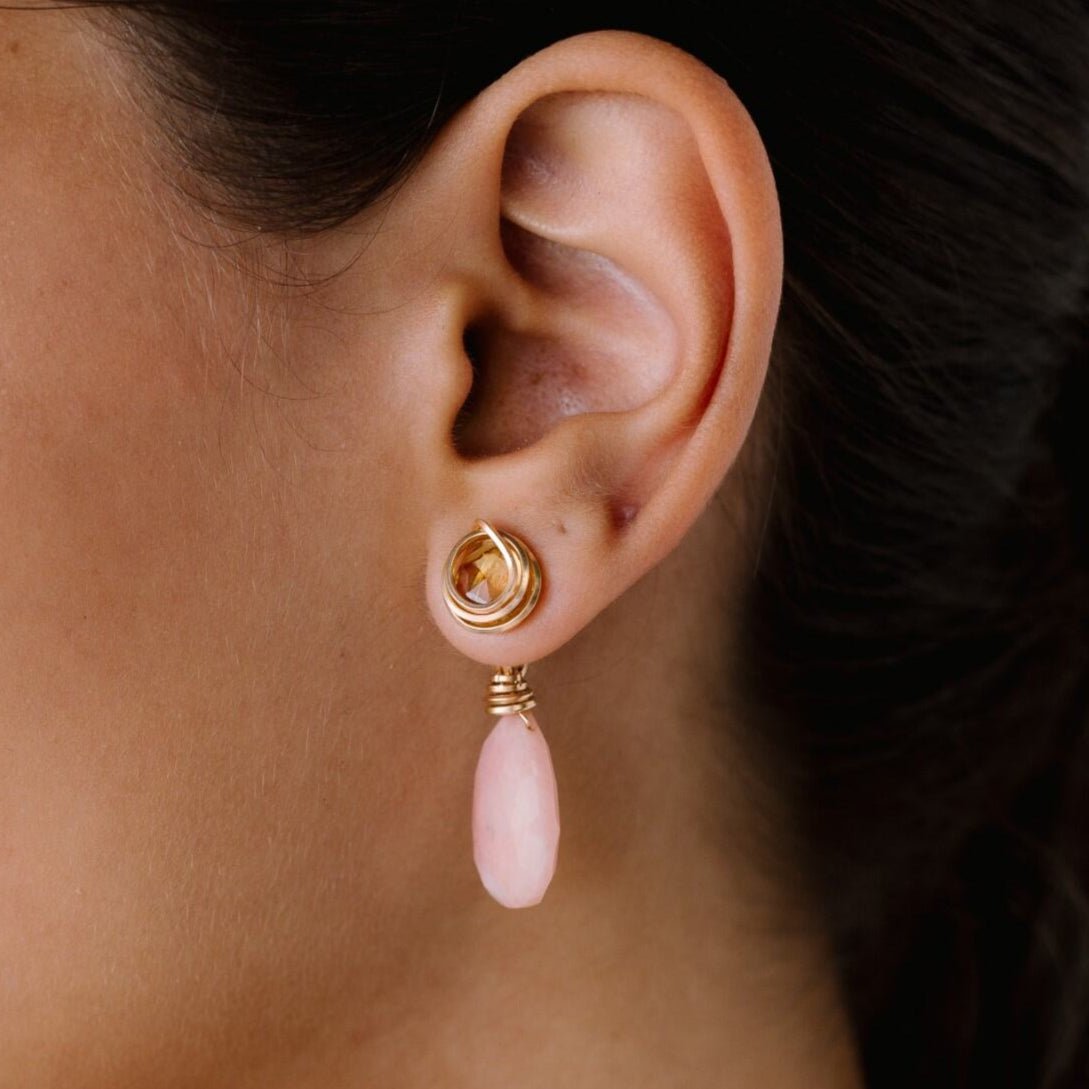 Carmencita Earrings #4 (40mm) - Rose Sapphire & Citrine Earrings TARBAY