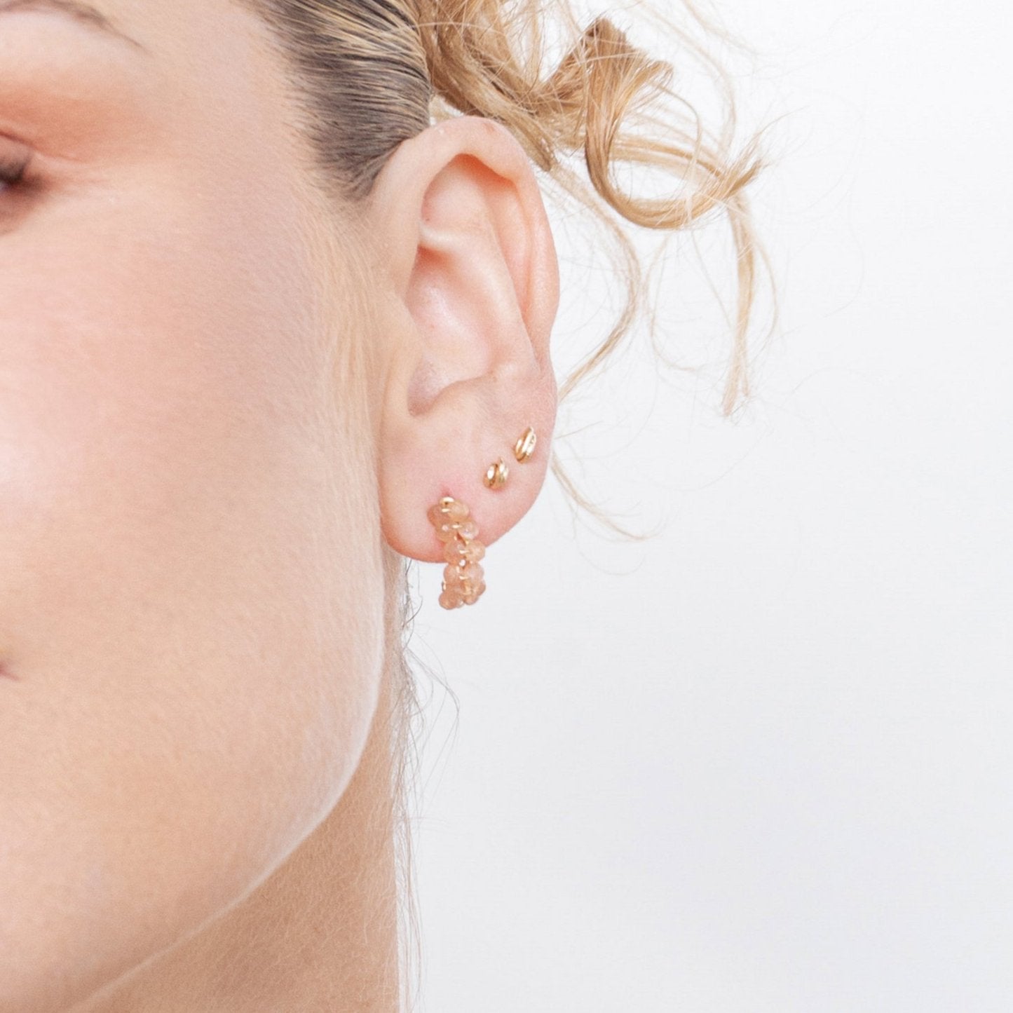 Cleopatra Hoop Earrings #1 (10mm) - Moon Stone Earrings TARBAY