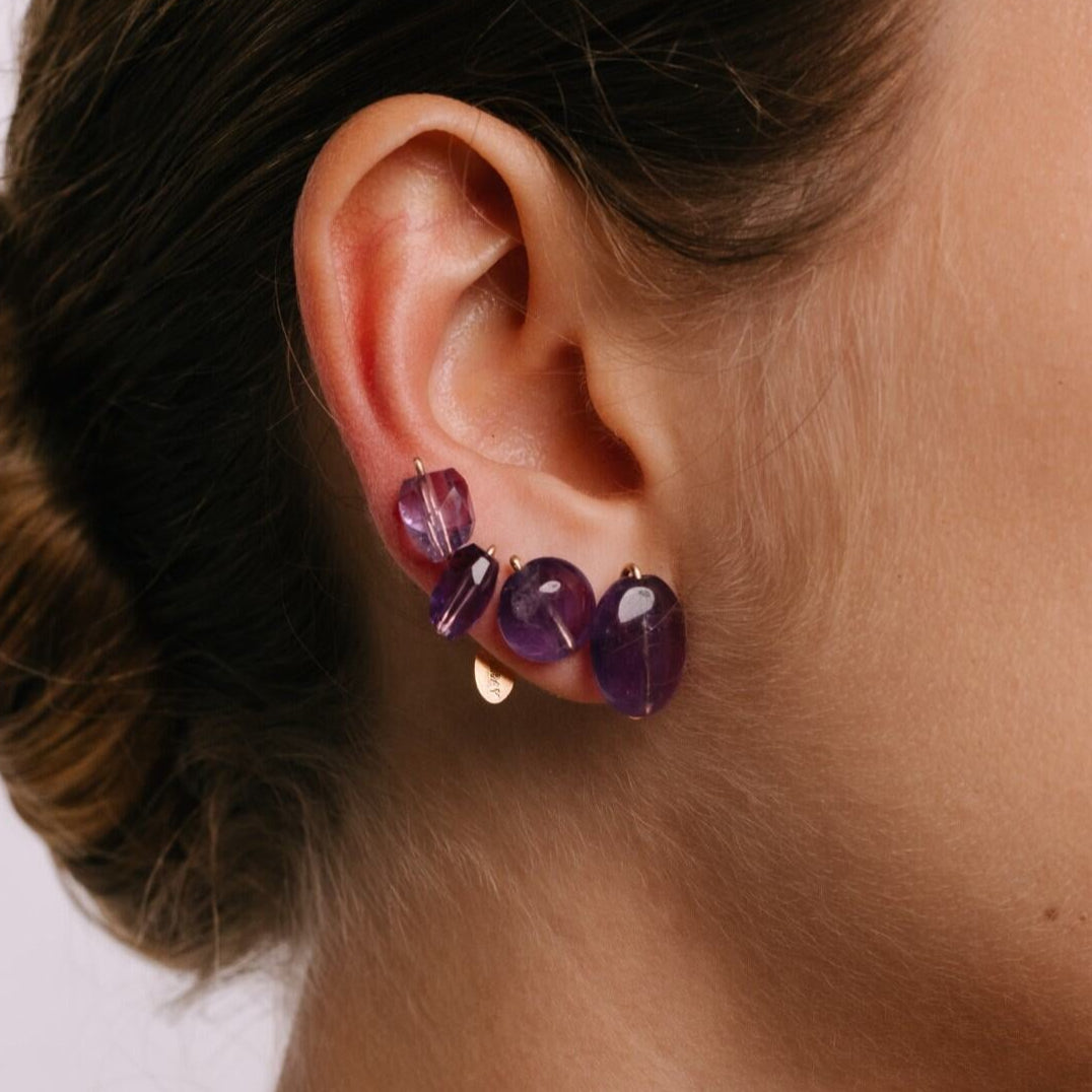 Solitario Earrings #3 (12mm) - Amethyst Earrings TARBAY