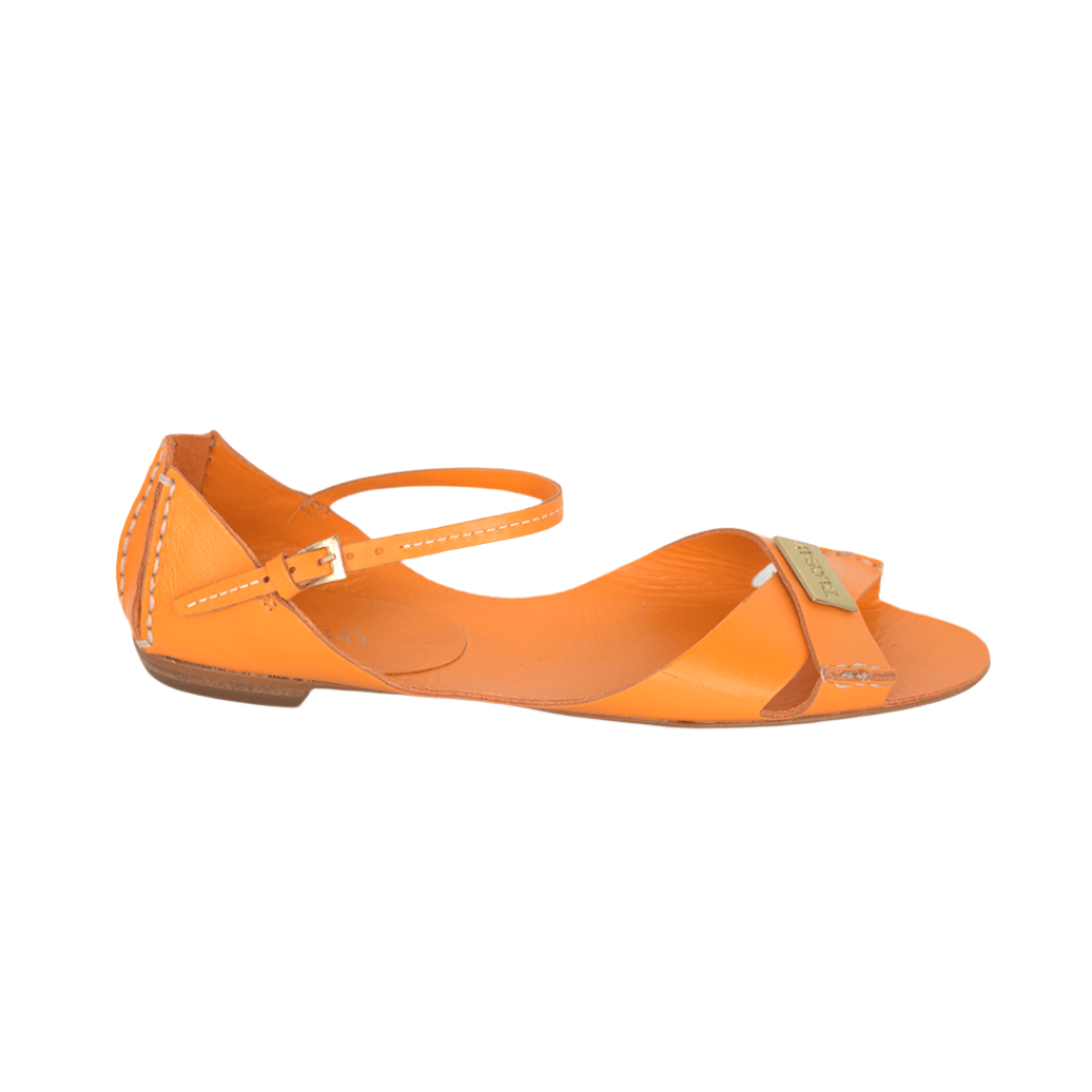 Tajali Leather Sandals - Sunset Tajali Flats TARBAY