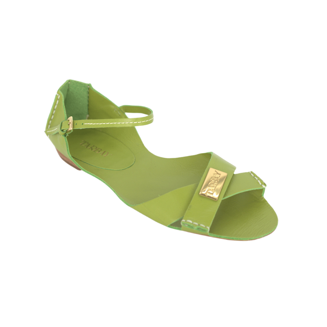 Tajali Leather Sandals - Green Apple Tajali Flats TARBAY