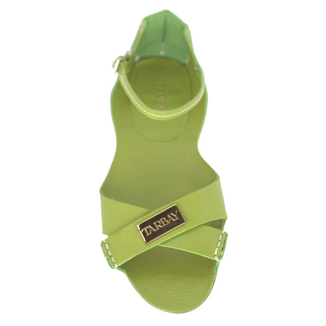 Tajali Leather Sandals - Green Apple Tajali Flats TARBAY