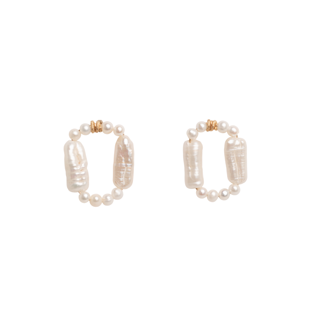 Keshi Earrings #13 (35mm) - White Pearl & 14K Gold-Filled Earrings FW25