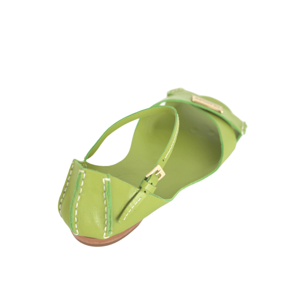 Tajali Leather Sandals - Green Apple Tajali Flats TARBAY