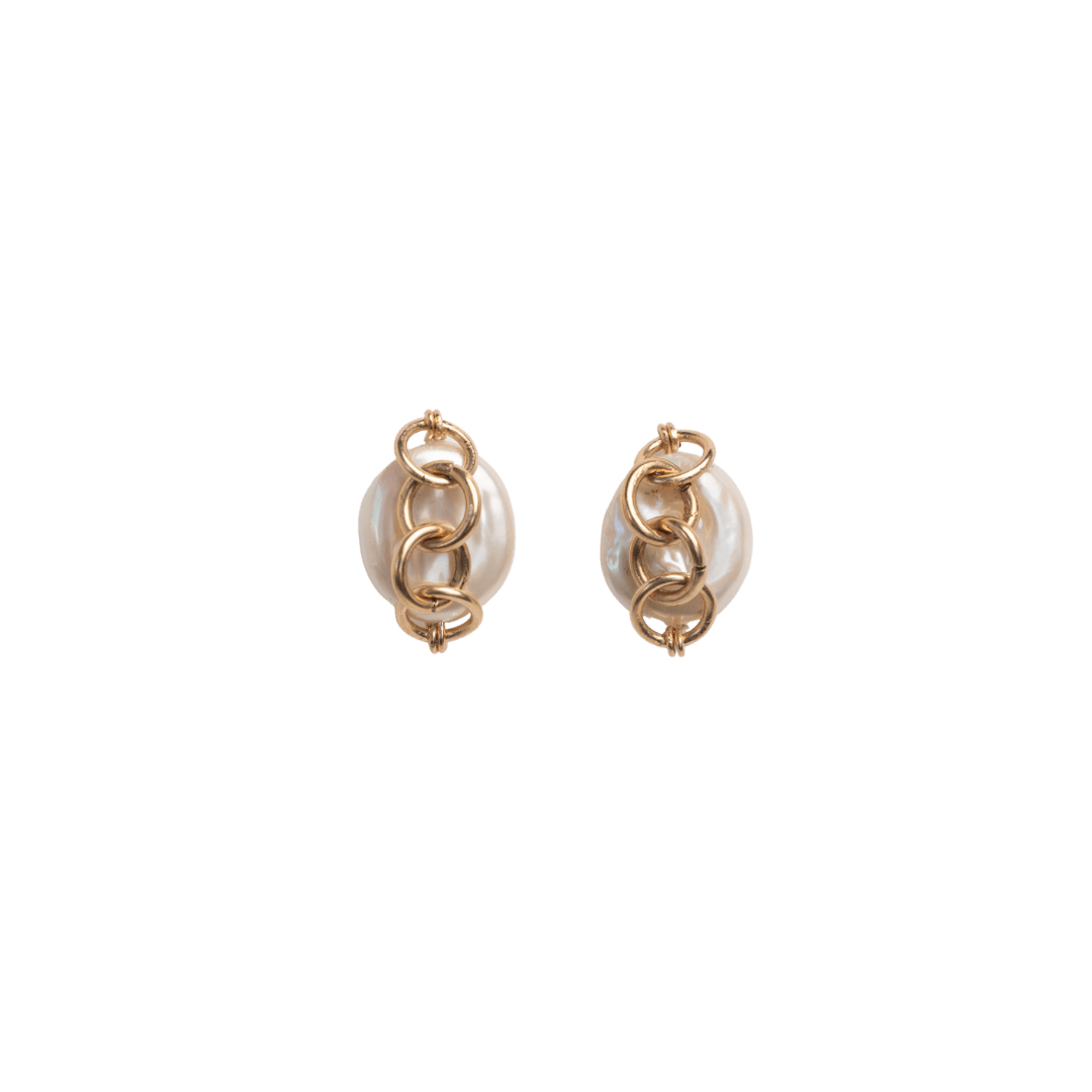 Oriana Earrings #1 (25mm) - Pearl Cay & 14K Gold-Filled Earrings FW25