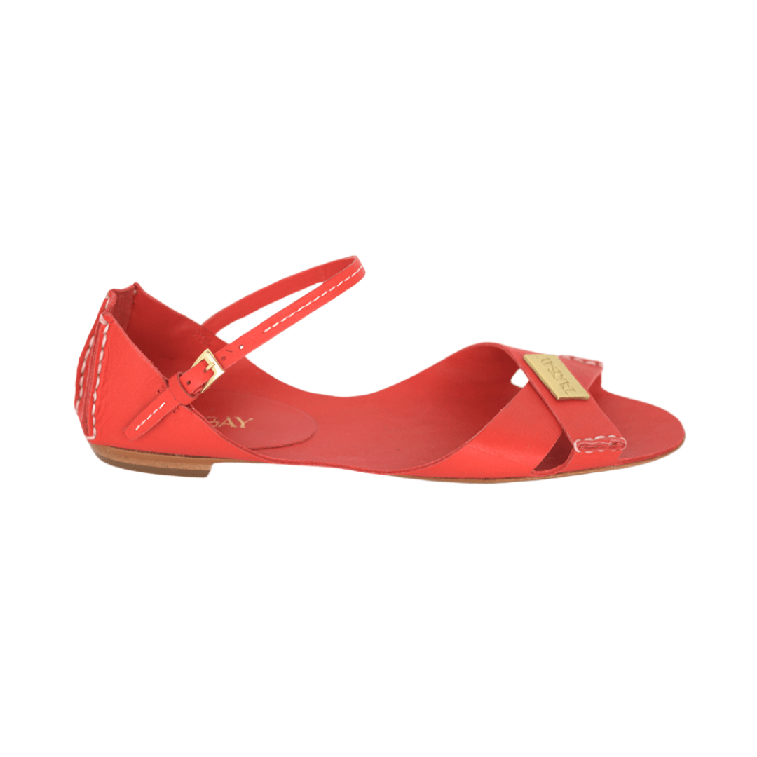 Tajali Leather Sandals - Vermelho Tajali Flats TARBAY