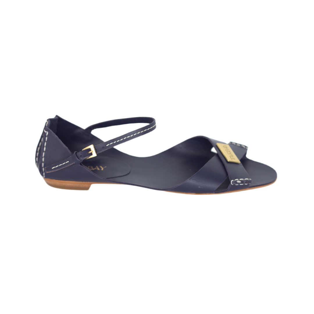 Tajali Leather Sandals - Midnight Tajali Flats TARBAY