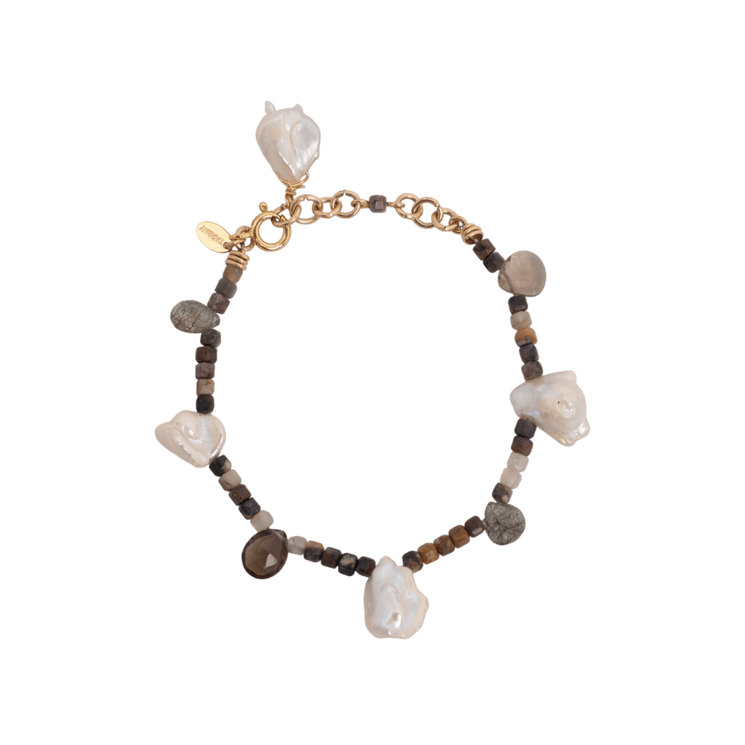 Isbelia Bracelet #1 - White Pearl, Quartz, Opal, Jasper & 14K Gold-Filled Bracelets FW25
