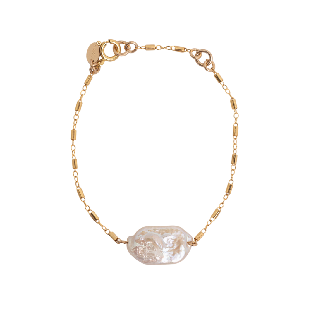 Keshi Bracelet #1 - Salmon Pearl & 14K Gold-Filled Bracelets FW25