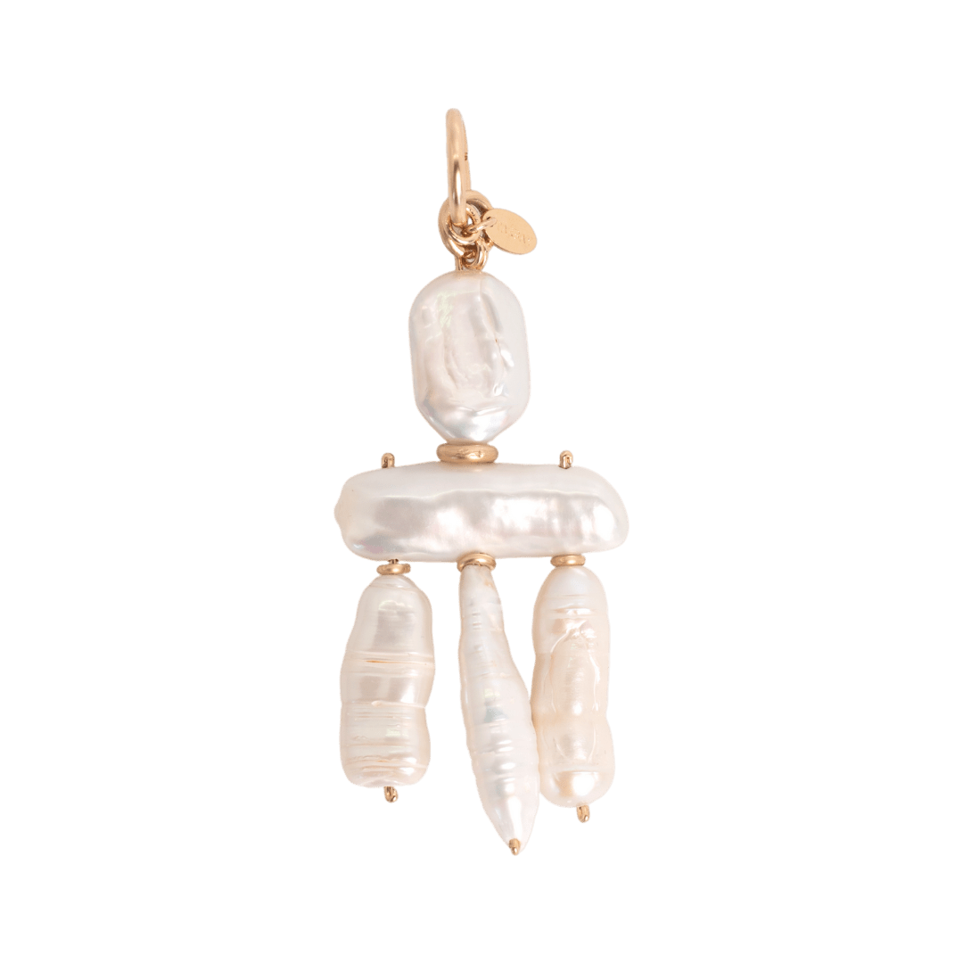 Keshi Charm #3 (75mm) - White Pearl & 14K Gold-Filled Charms FW25