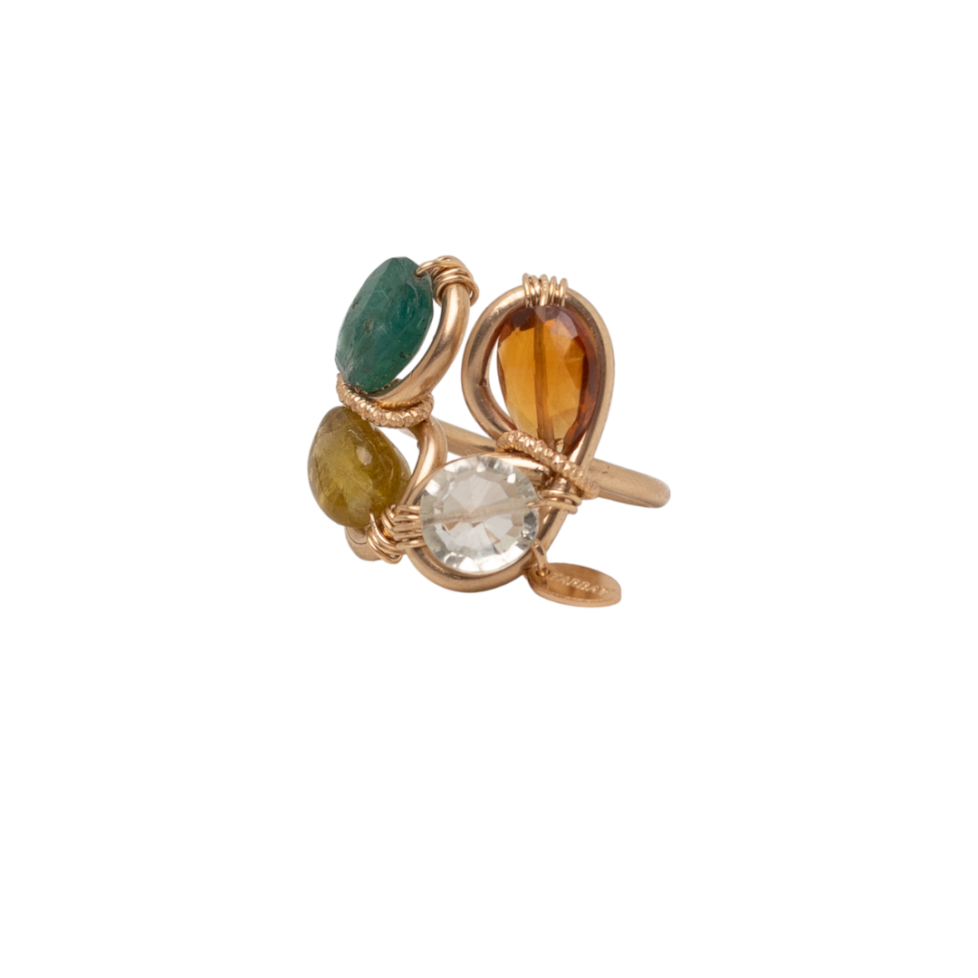 Wayare Ring #1 (26mm) - Aquamarine, Citrine, Kyanite & 14K Gold-Filled Rings TARBAY