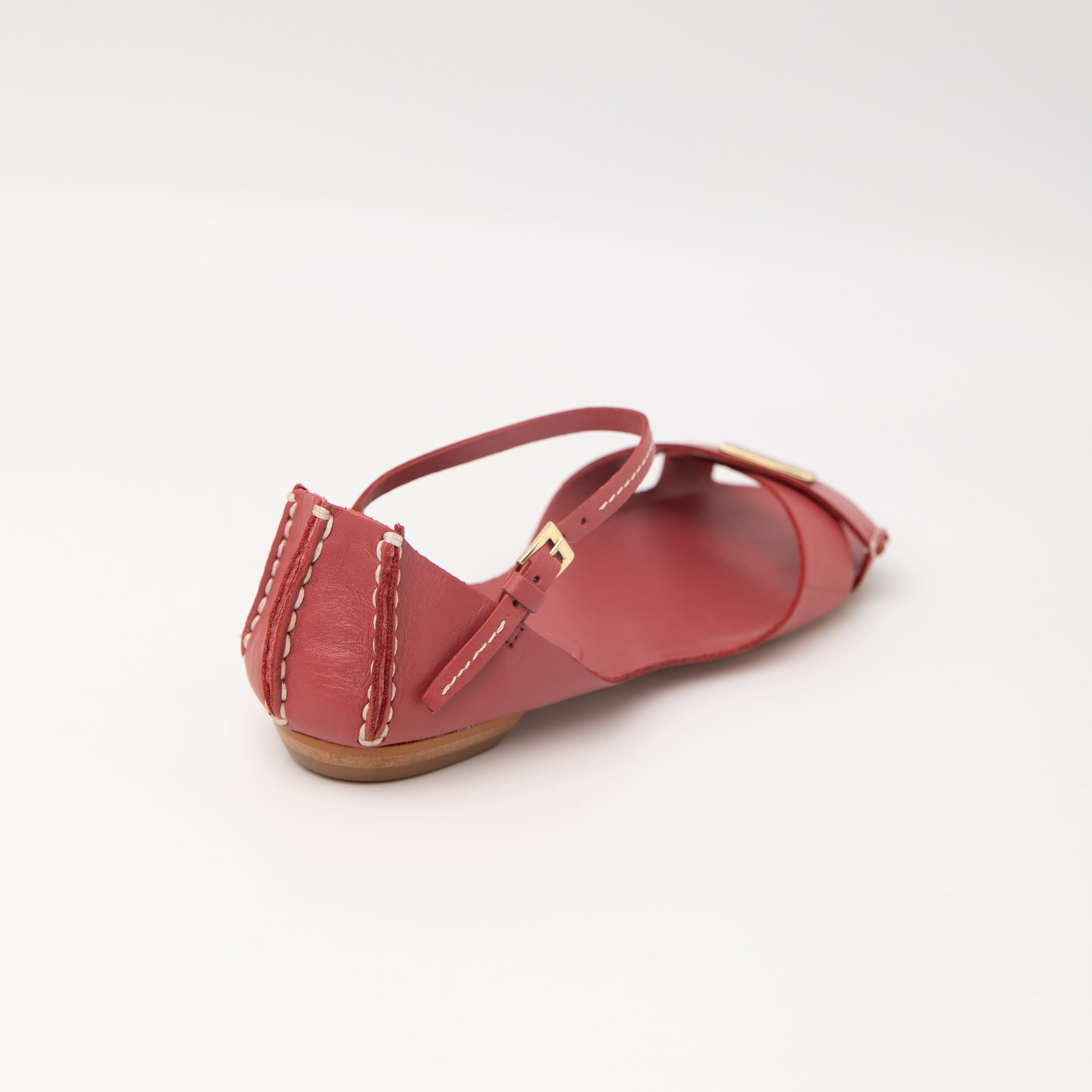 Tajali Leather Sandals - Berry