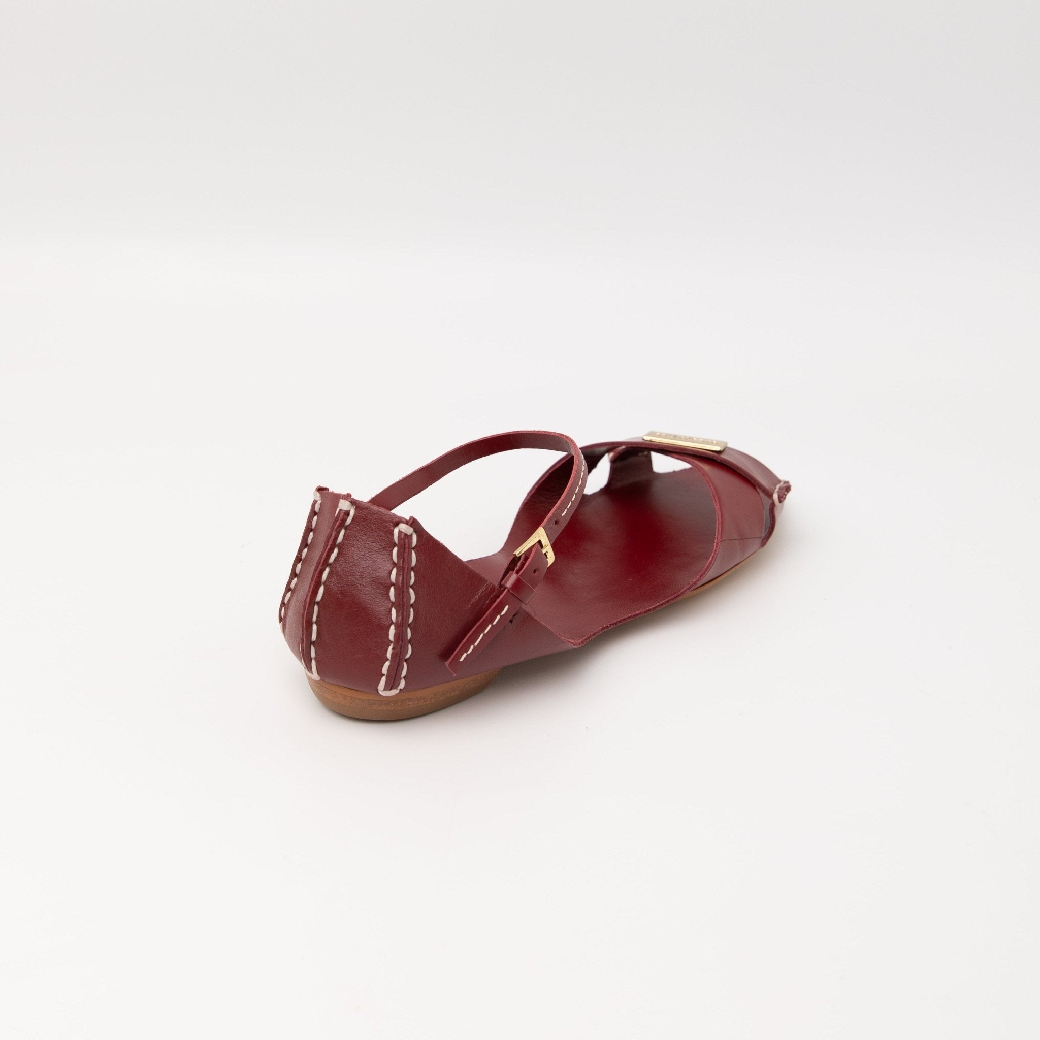 Tajali Leather Sandals - Merlot Tajali Flats FW25