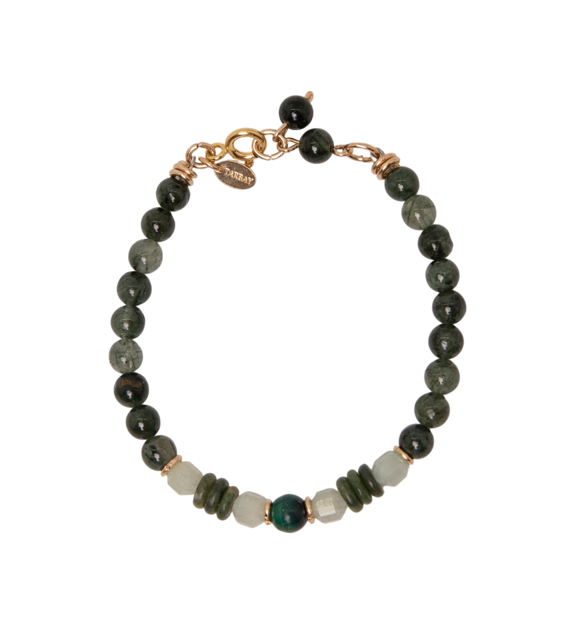 Saró Marú Bracelet #1 (19cm)- Malachite, Jade, Quartz, Green Aquamarine & 14K Gold-Filled Bracelets TARBAY