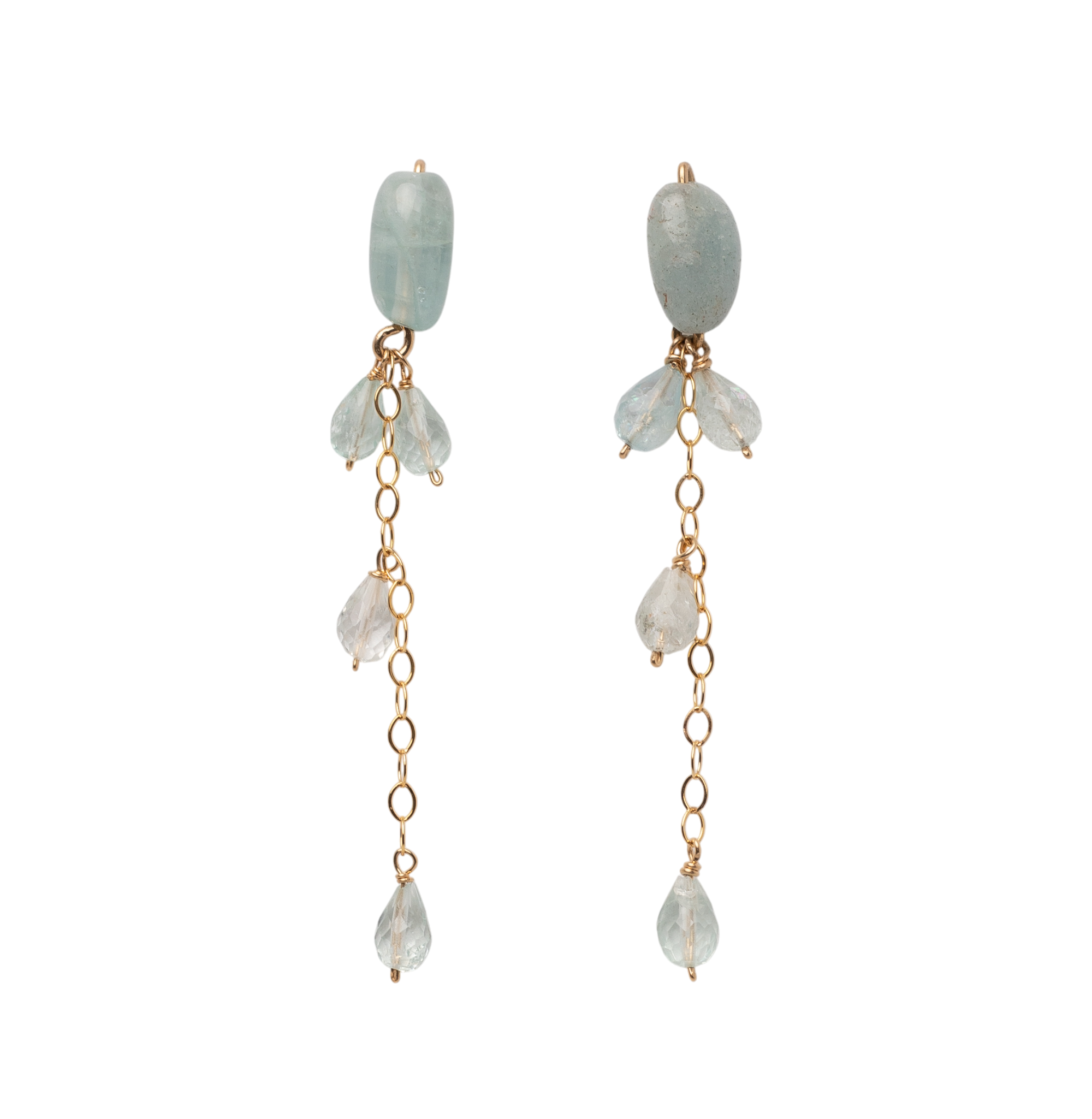 Karuay Earrings #2 (65mm) - Aquamarine & 14K Gold-Filled Earrings TARBAY
