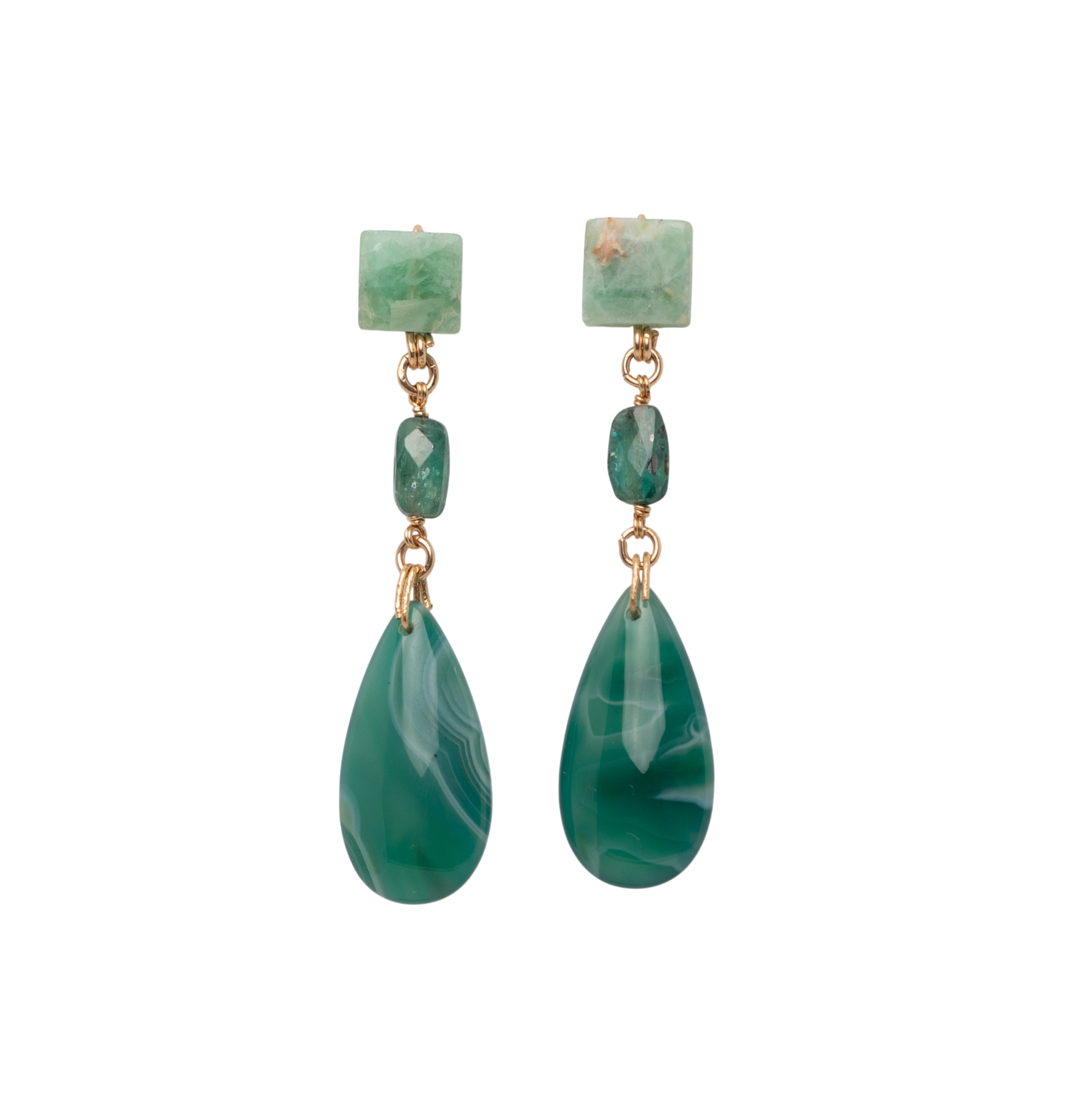 Vená Earrings #2 (80mm) - Kyanite, Quartz, Agate & 14K Gold-Filled Earrings TARBAY