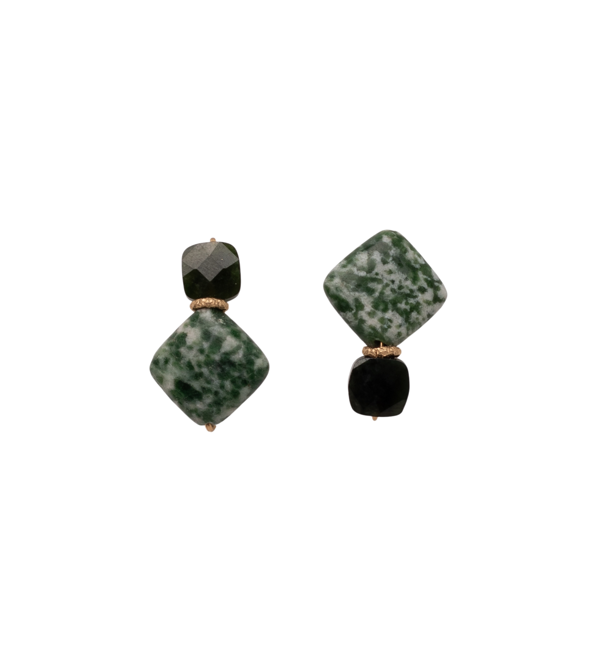 Yuri Earrings #1 (25mm) - Jade, Jasper & 14K Gold-Filled Earrings TARBAY
