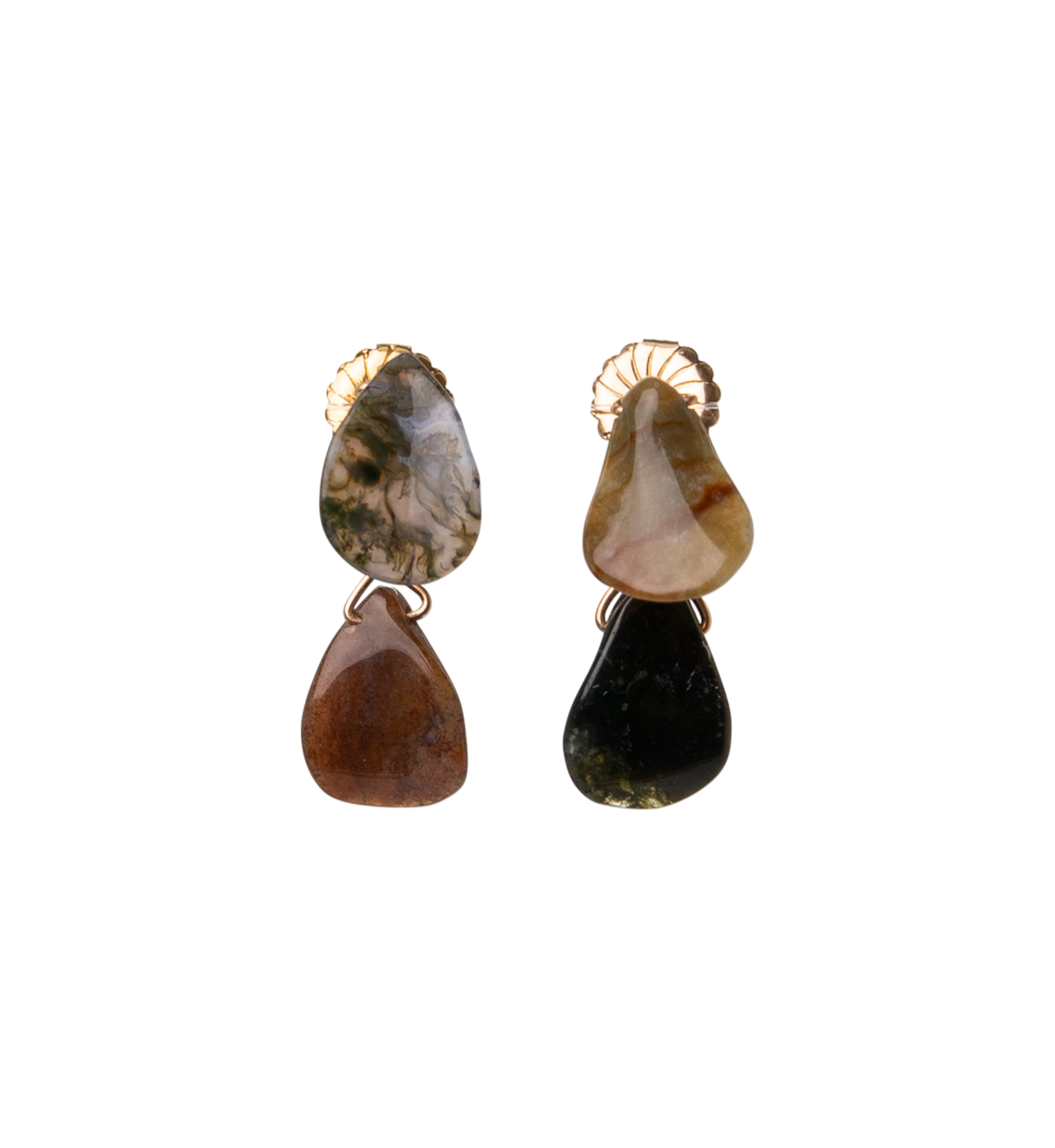 Kanaima Earrings #1 (30mm) - Jasper Multicolor Mix & 14K Gold-Filled Earrings TARBAY