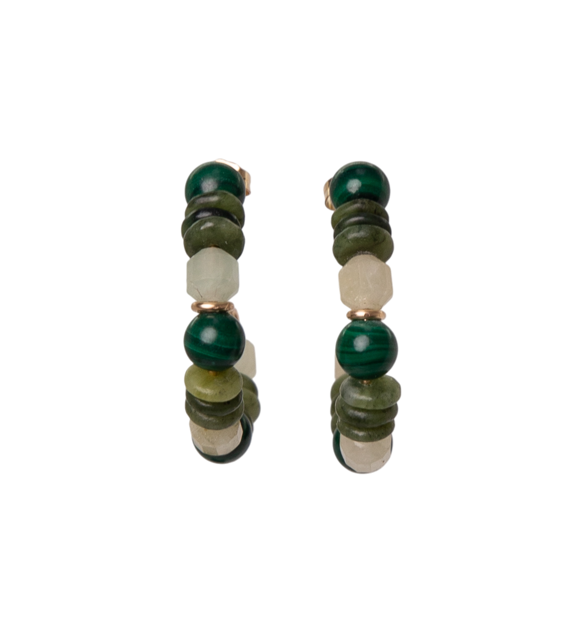Saró Marú Earrings #2 (30mm) - Jasper, Malachite, Green Aquamarine & 14K Gold-Filled Earrings TARBAY