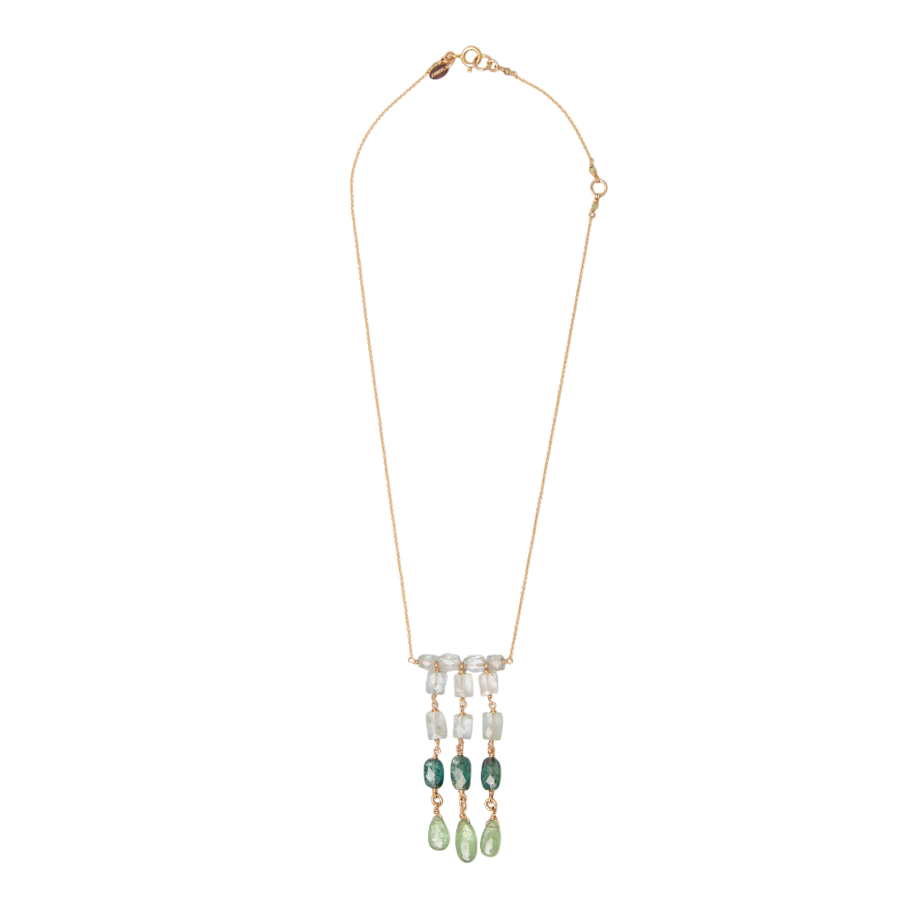 Vená Necklace #1 (47cm) - Peridot, Aquamarine, Kyanite & 14K Gold-Filled Necklaces TARBAY