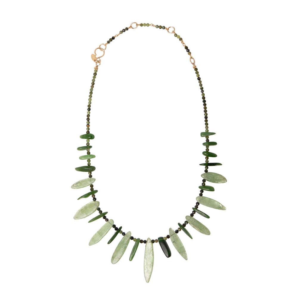 Yuri Necklace #2 (48cm) - Jade, Kyanite & 14K Gold-Filled