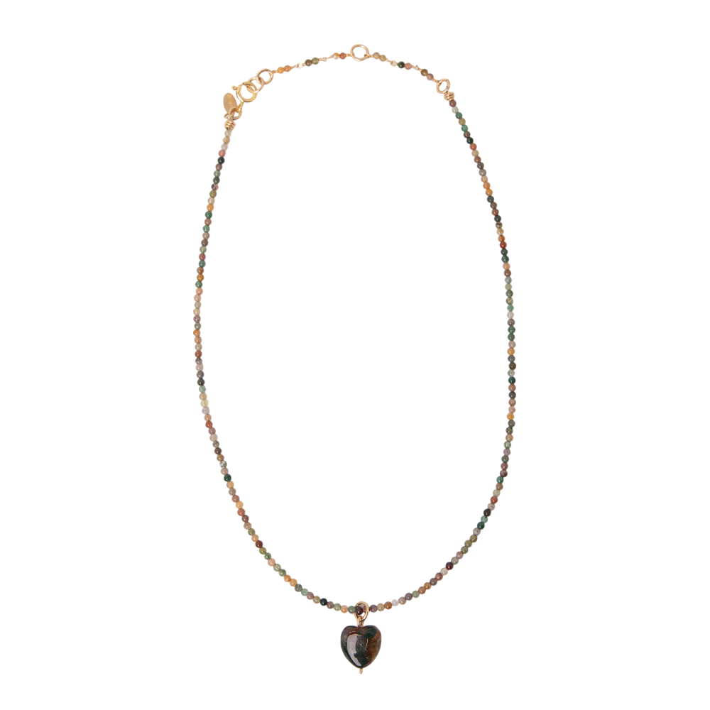 Torón Necklace #1 (45cm) - Jade Mix, Bloodstone & 14K Gold-Filled Necklaces TARBAY