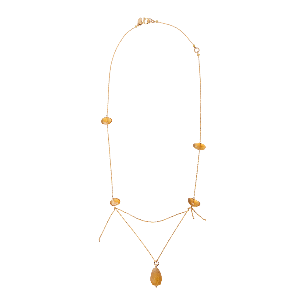 Adankai Necklace #1 (60cm) - Citrine, Aquamarine & 14K Gold-Filled Necklaces TARBAY