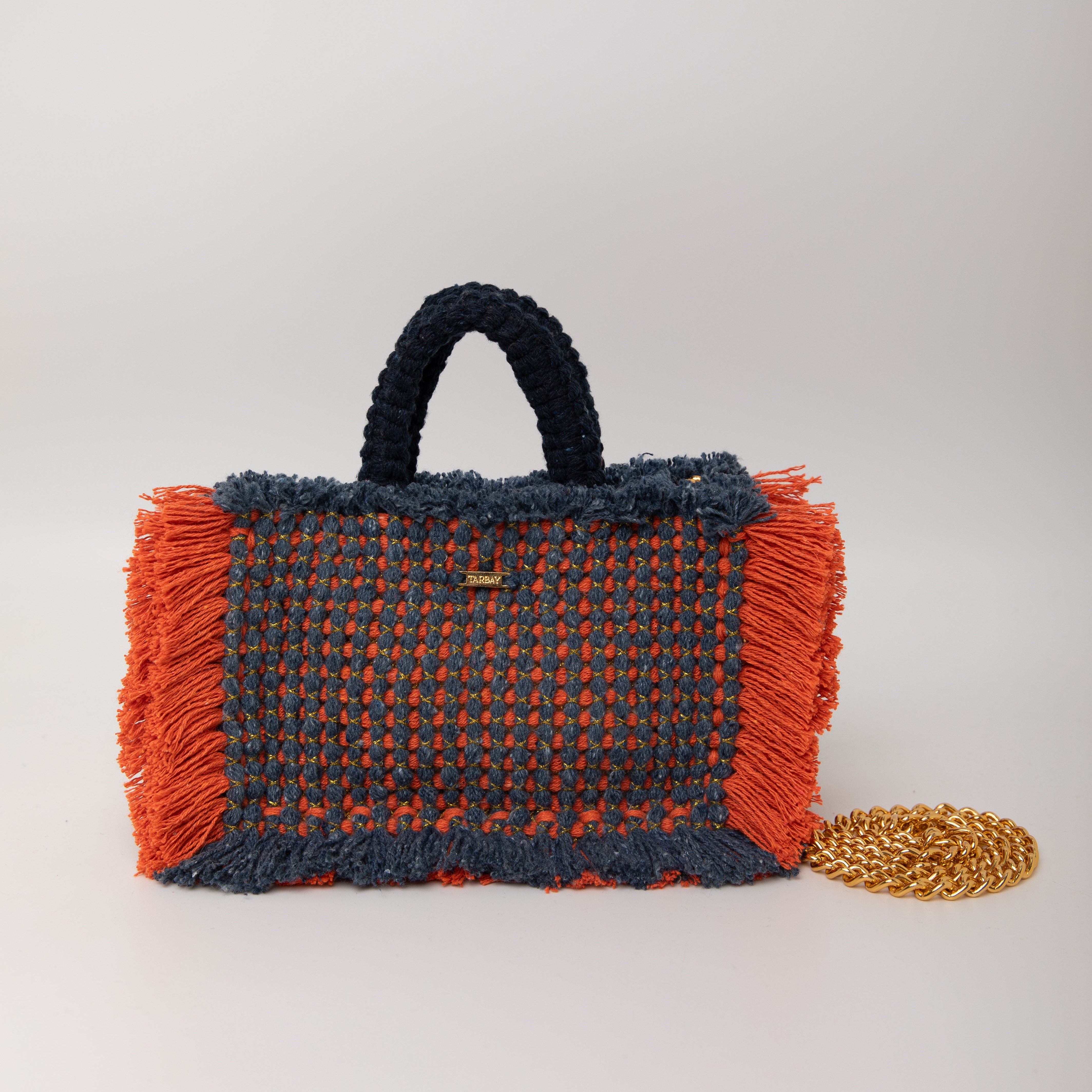 Gossypium Tote Bag Small - Navy & Orange