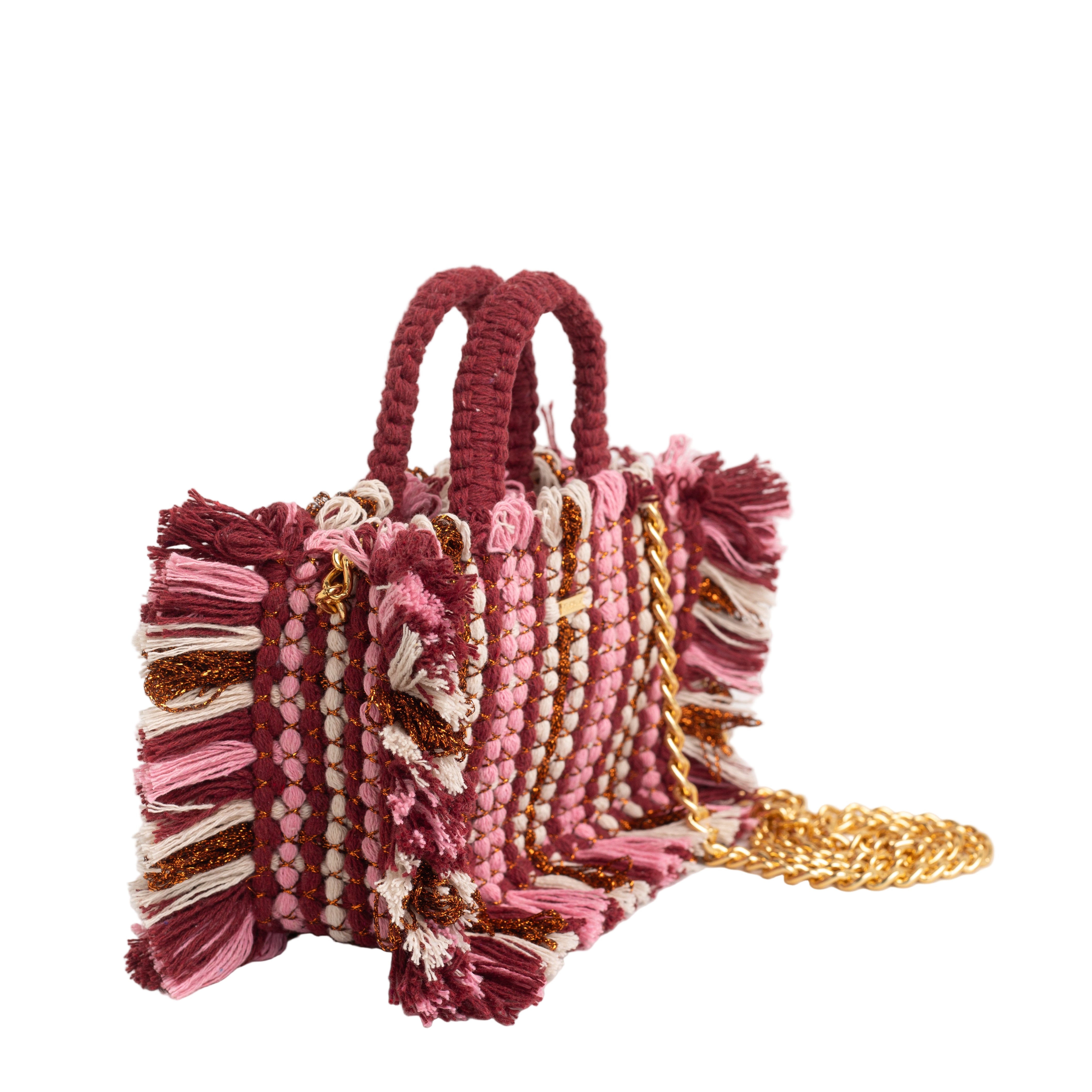 Gosssypium Tote Bag Small - Burgundy, Rose & Buttercream