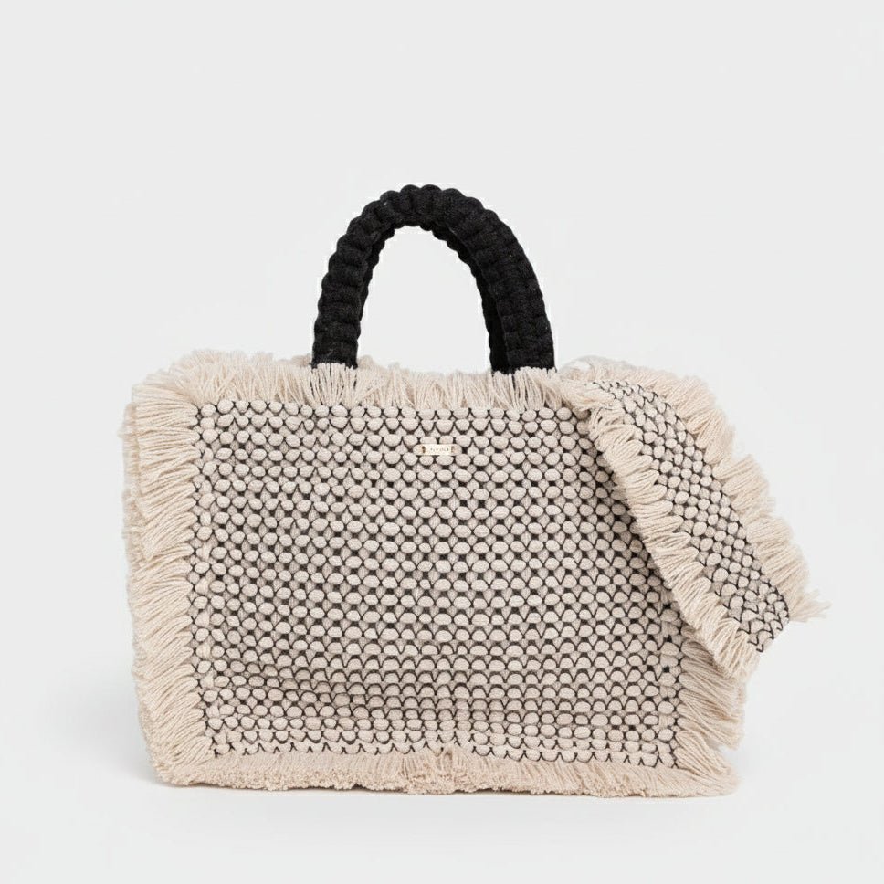 Gosssypium Tote Bag Medium - Buttercream & Black Hand & Crossbody Bags FW25