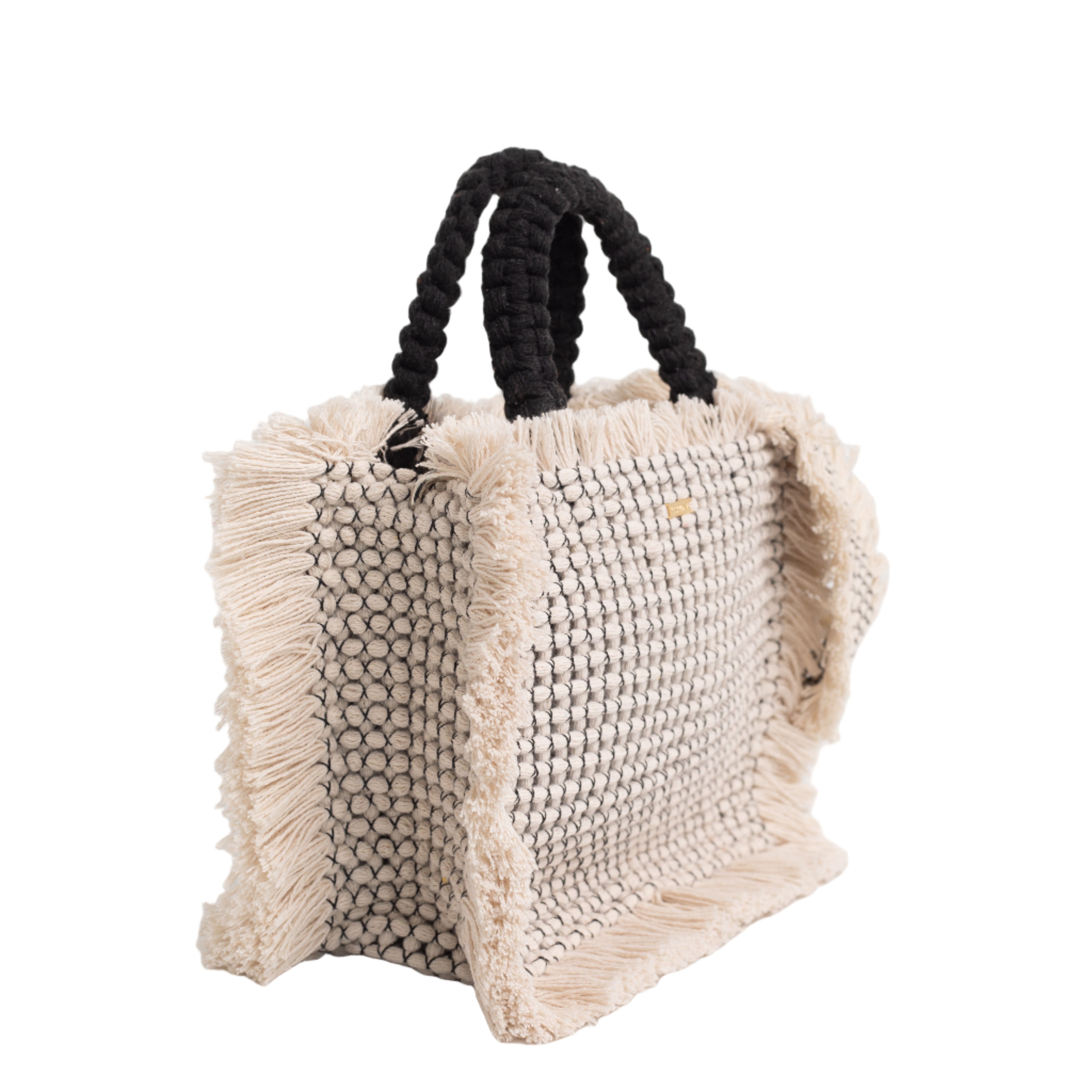 Gosssypium Tote Bag Medium - Buttercream & Black