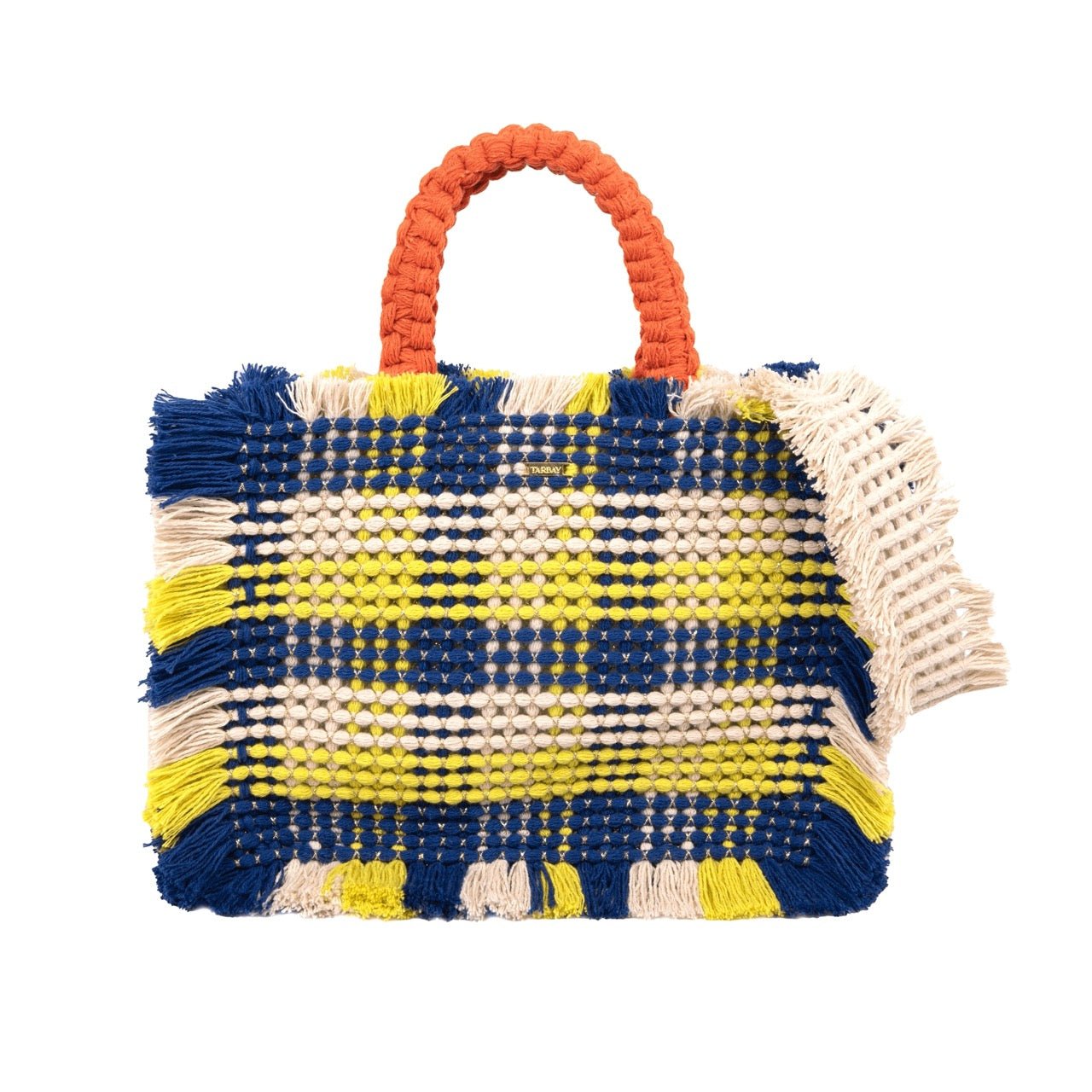 Gossypium Tote Bag Medium - Navy, Buttercream, Yellow & Orange Shoulder & Crossbody Bags TARBAY