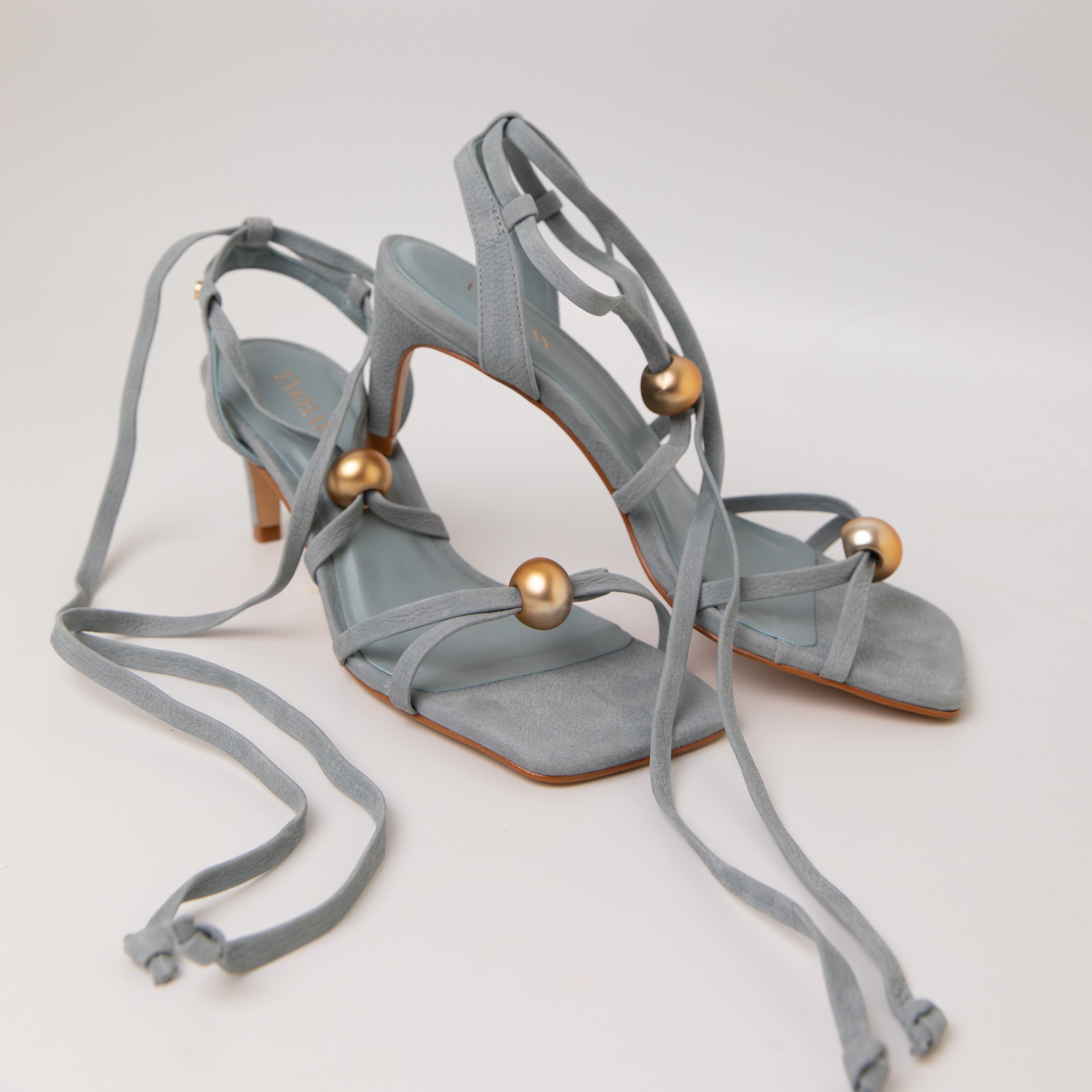 Iwa Heel Sandals - Silver Blue Heels TARBAY