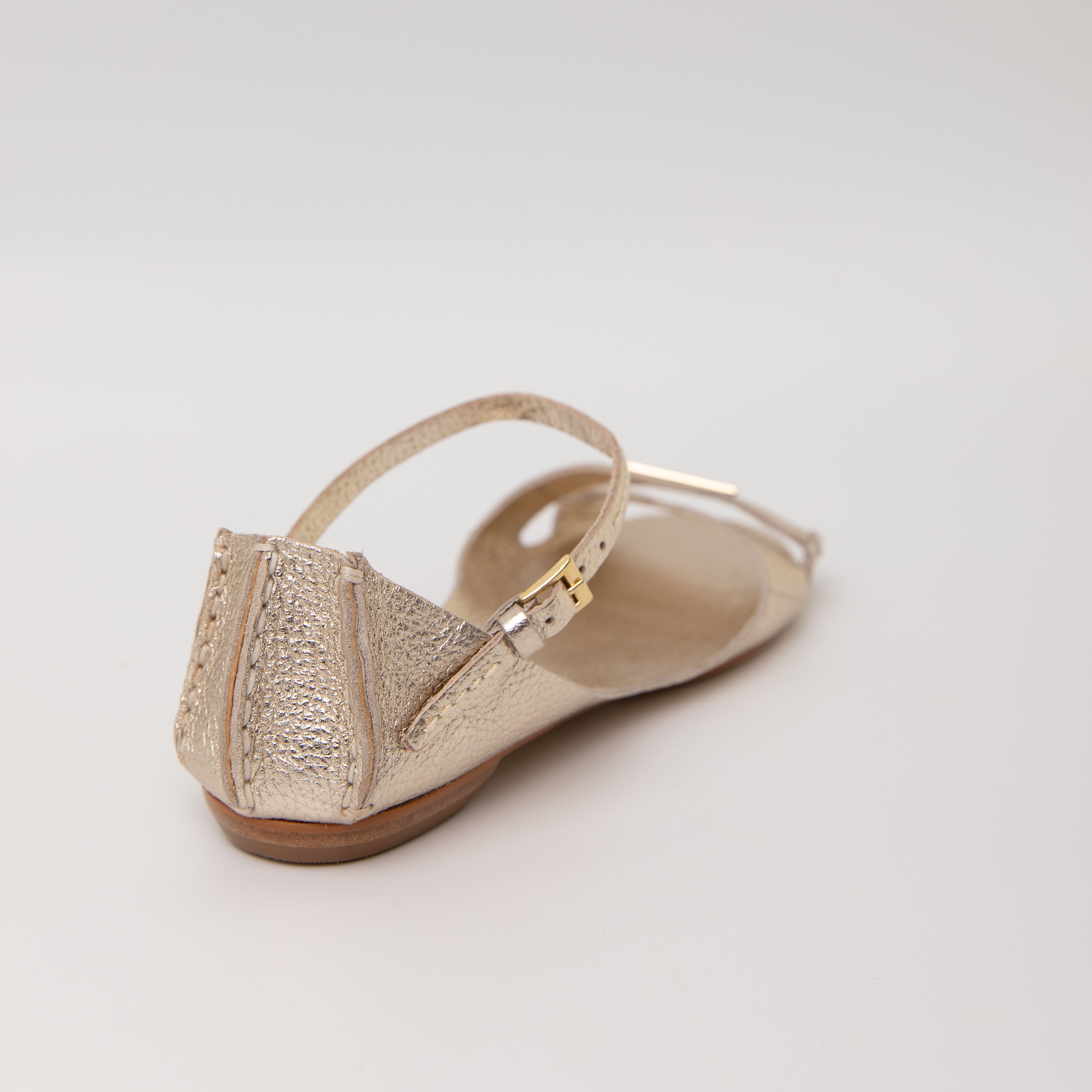 Tajali Leather Sandals - Floater Champagne Tajali Flats TARBAY