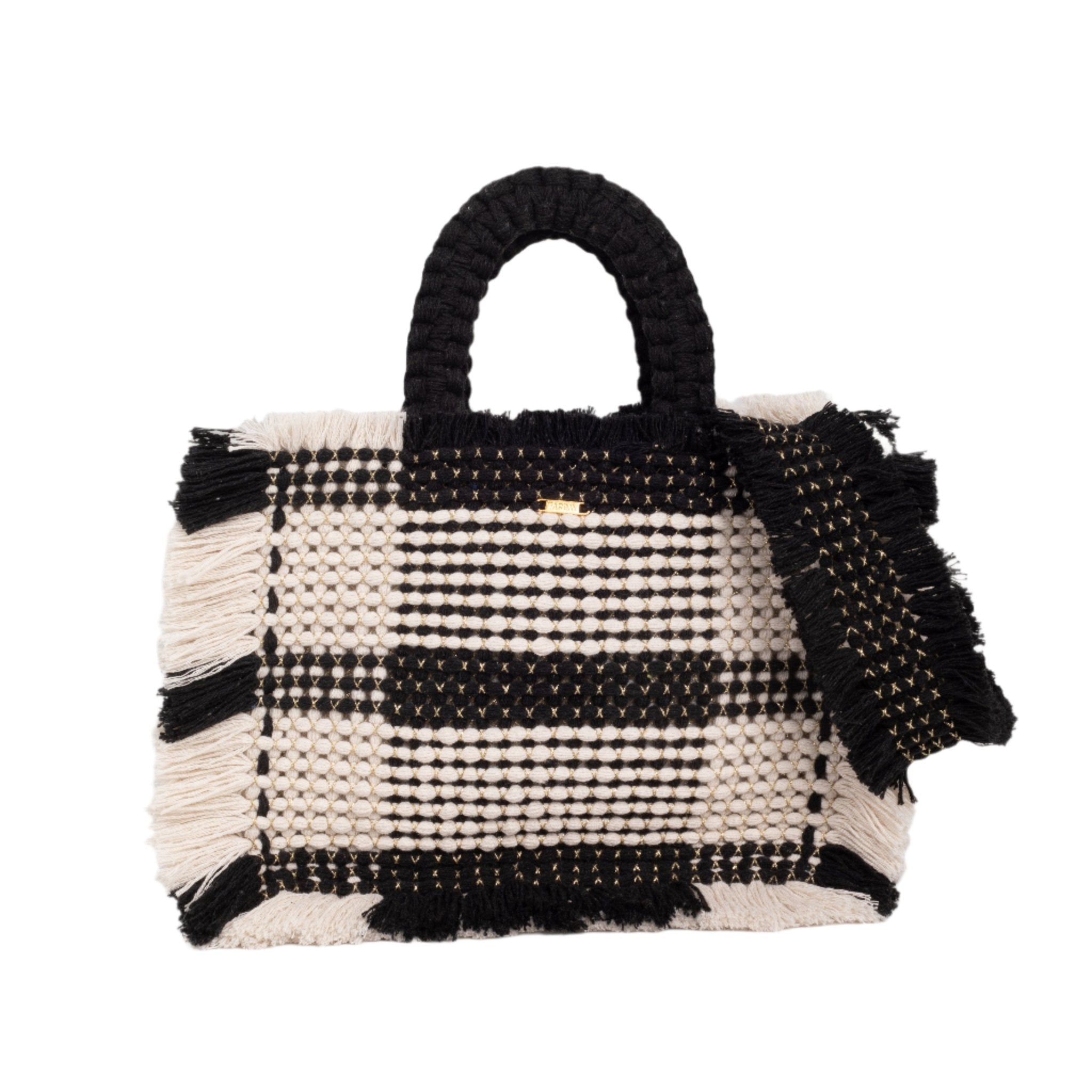 Gossypium Tote Bag Medium - Buttercream & Black Hand & Crossbody Bags TARBAY