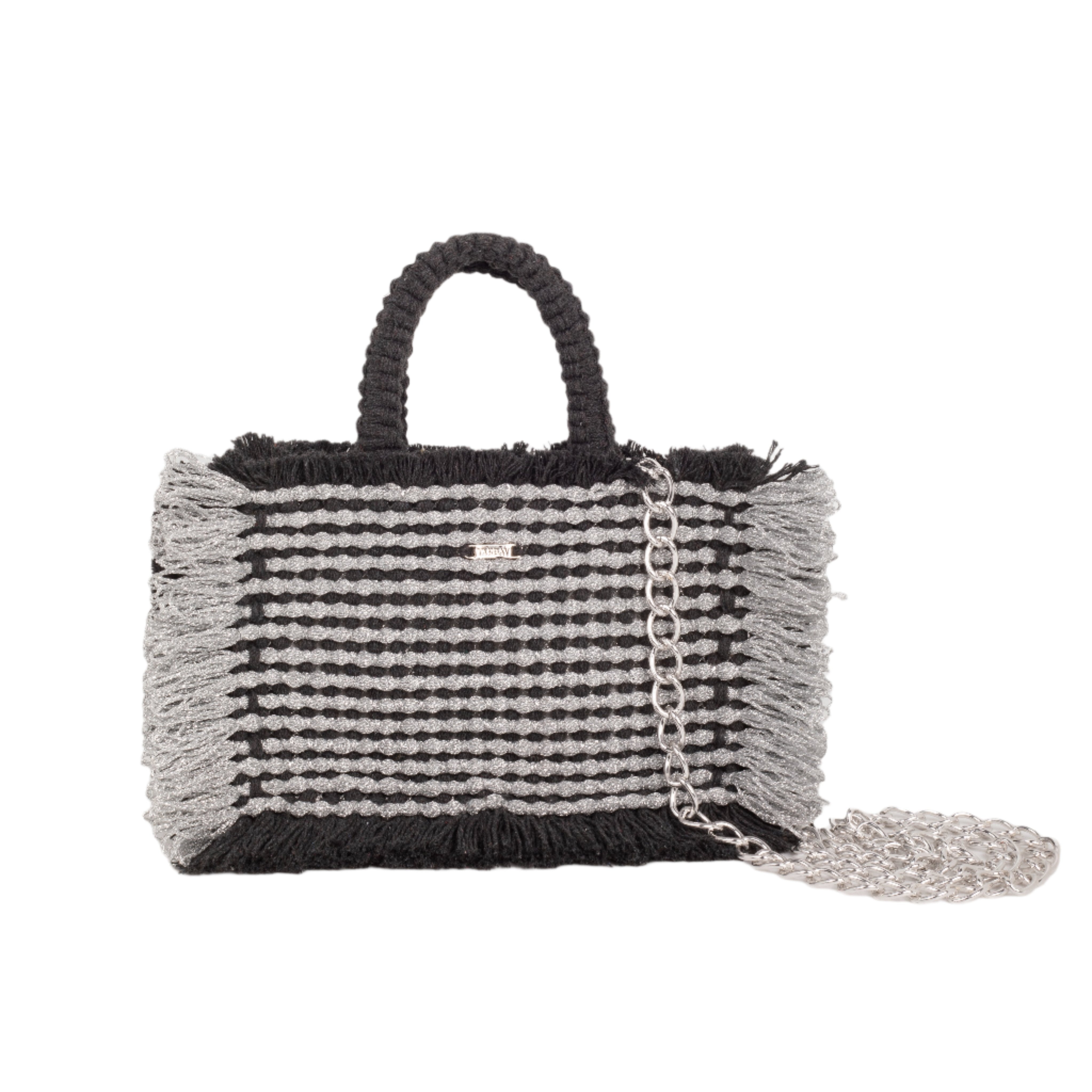 Gossypium Tote Bag Small - Black & Silver Hand & Crossbody Bags TARBAY