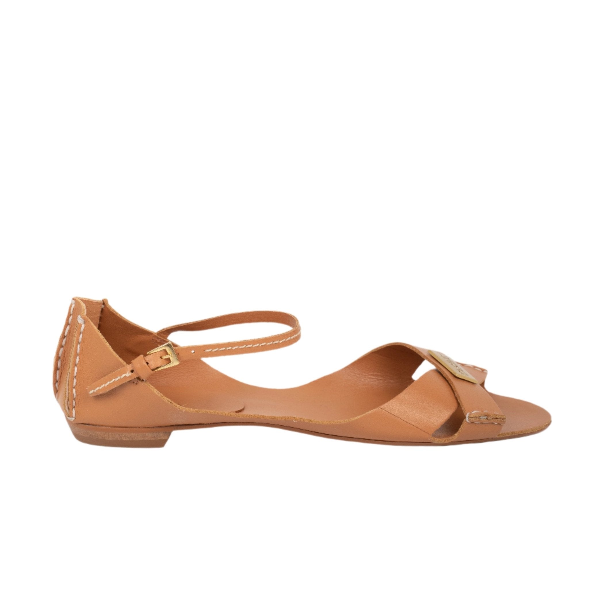 Tajali Leather Sandals - Almond Tajali Flats TARBAY
