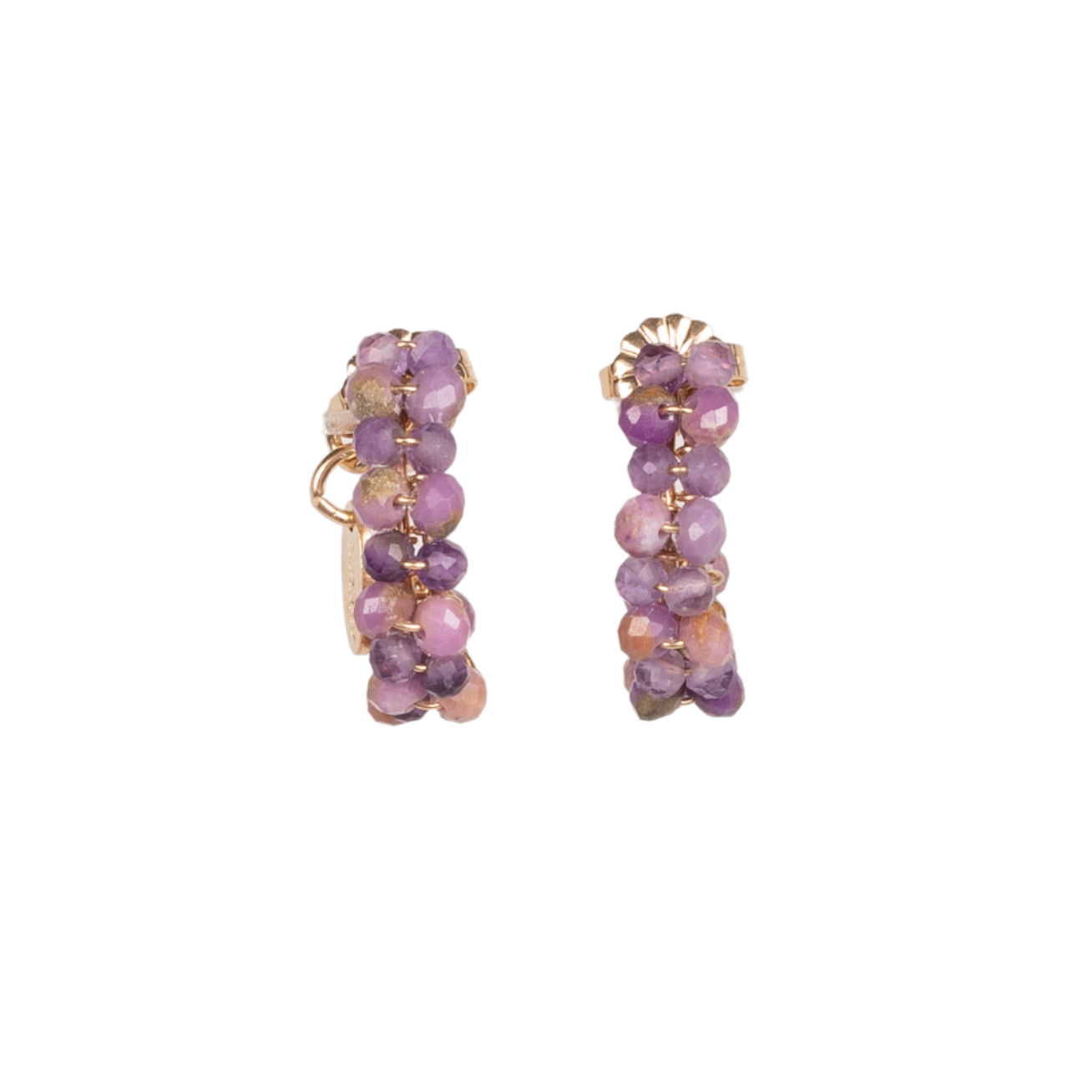 Cleopatra Earrings #1 (20mm) - Amethyst & Lepidolite Earrings TARBAY
