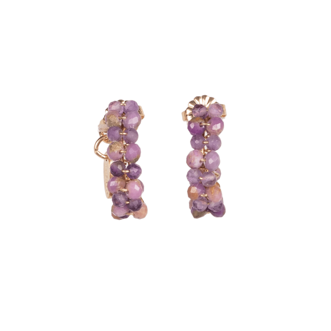 Cleopatra Earrings #1 (20mm) - Amethyst & Lepidolite Earrings TARBAY