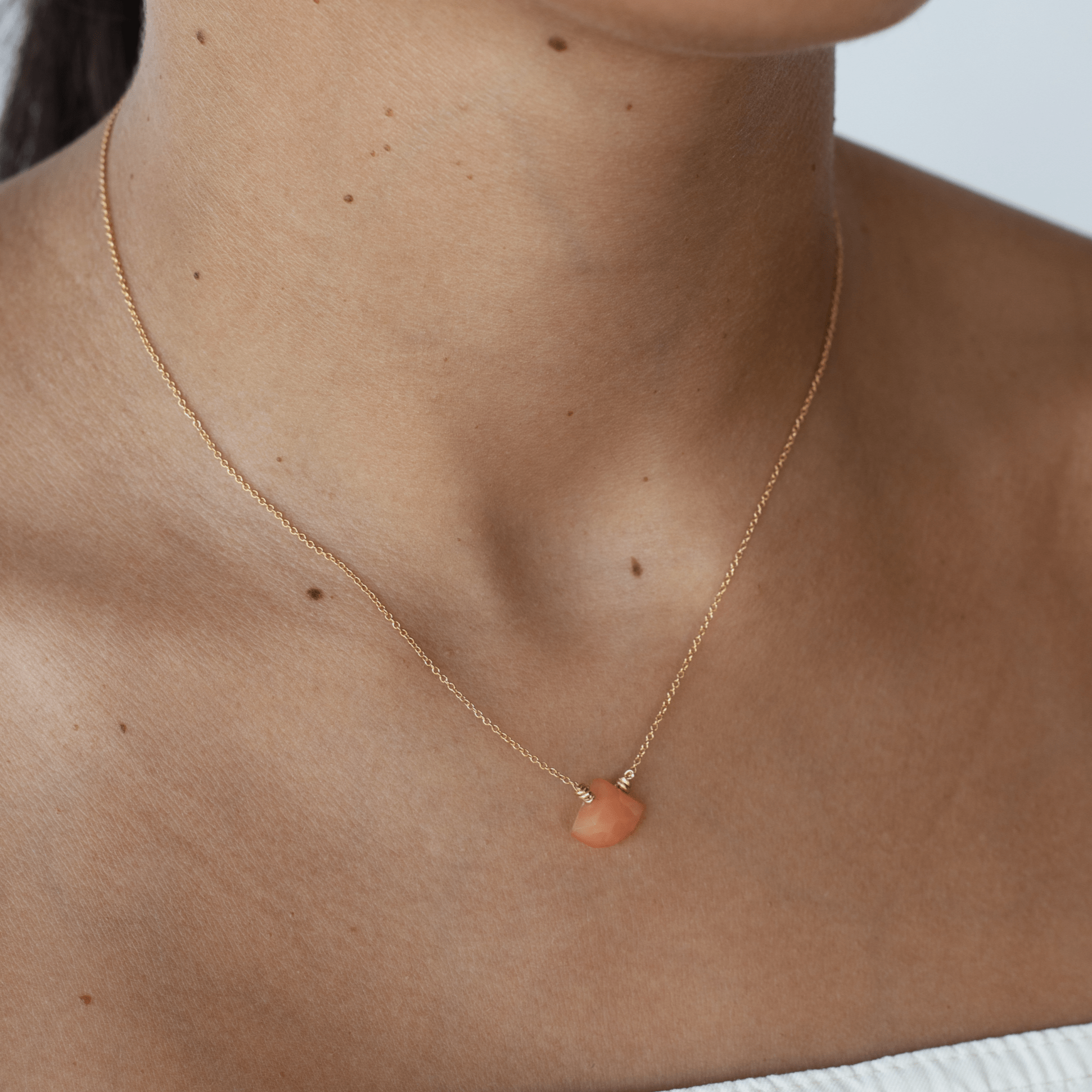 Gema Necklace #4 (10mm) - Moon Stone & Carnelian Necklaces TARBAY