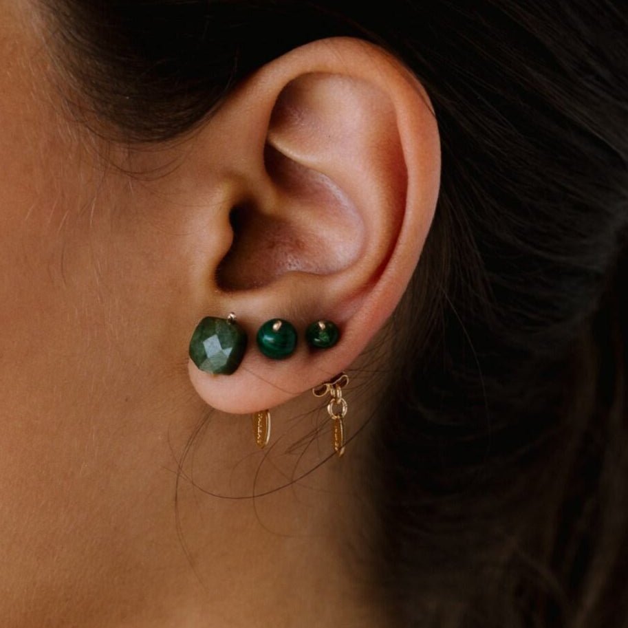 Solitario Earrings #2 (8mm) - Malachite Earrings TARBAY