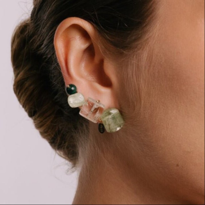 Solitario Earrings #1 (10mm) - Green Kyanite Earrings TARBAY