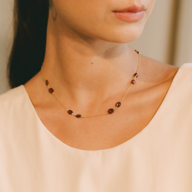 Laura Necklace #1 - Garnet & 14K Gold-Filled