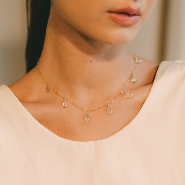 Pensamientos Necklace #2 - Rutilated Quartz & 14K Gold-Filled