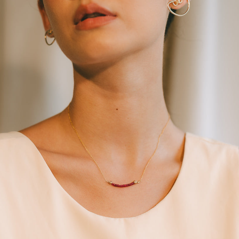 Alison Necklace #1 - Ruby & 14K Gold-Filled