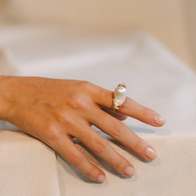 Barroca Ring #3 - White Pearl & 14K Gold-Filled Rings FW25